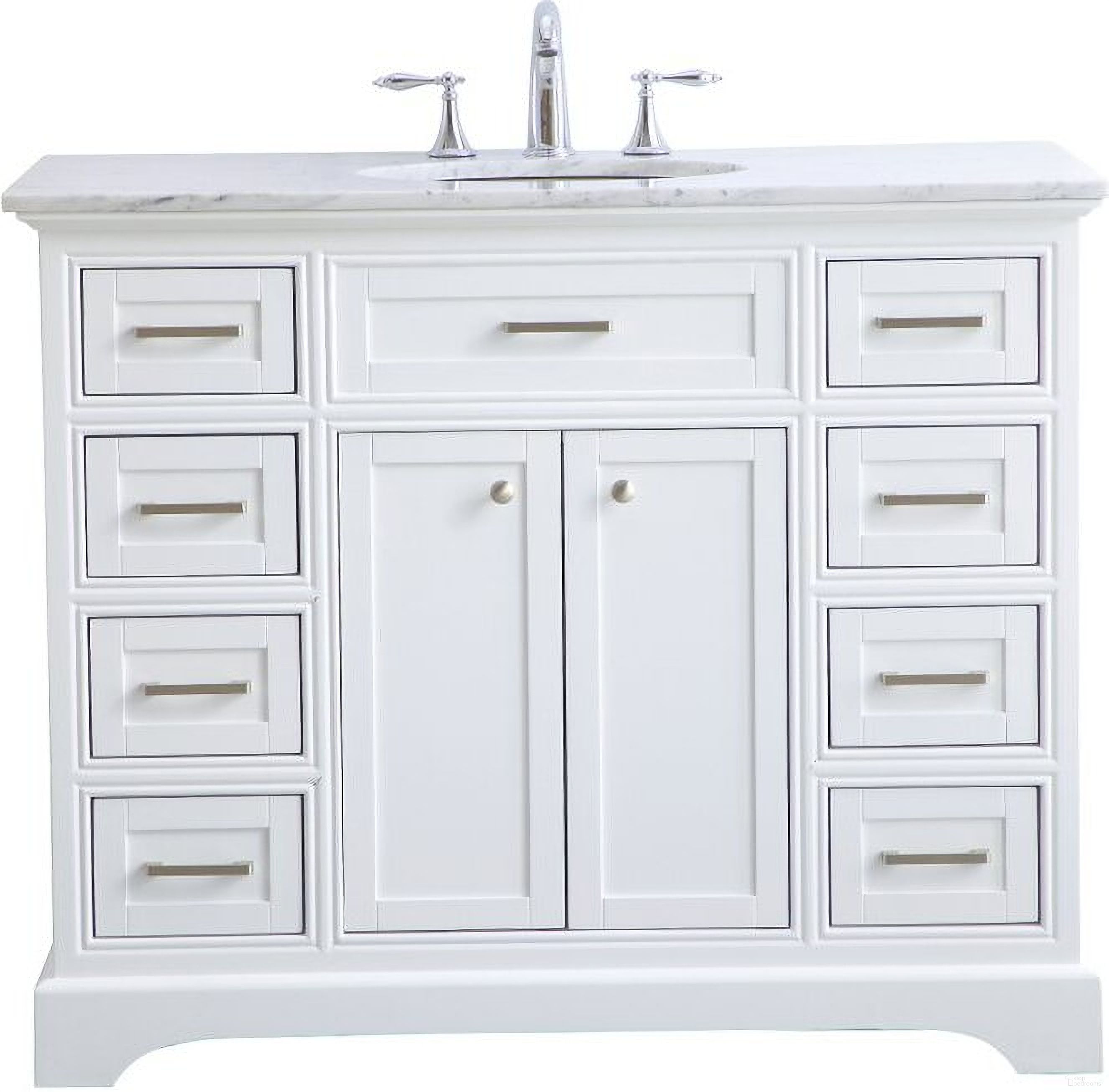 The appearance of Americana 42 Inch Single Bathroom Vanity Set In White designed by Elegant Lighting in the modern / contemporary interior design. This white piece of furniture was selected by 1StopBedrooms from Americana Collection to add a touch of cosiness and style into your home. Sku: VF15042WH. Material: Solid Wood.