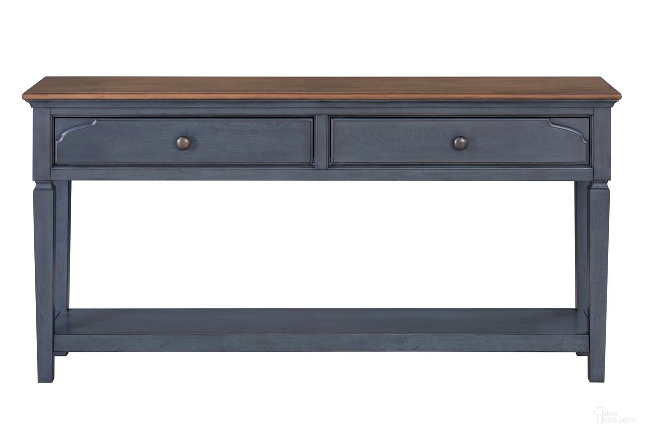 The appearance of Americana 60 Inch Sofa Table In Blue designed by Legends Home in the traditional interior design. This blue piece of furniture was selected by 1StopBedrooms from Americana Collection to add a touch of cosiness and style into your home. Sku: ZAMR-4300. Material: Veneer.