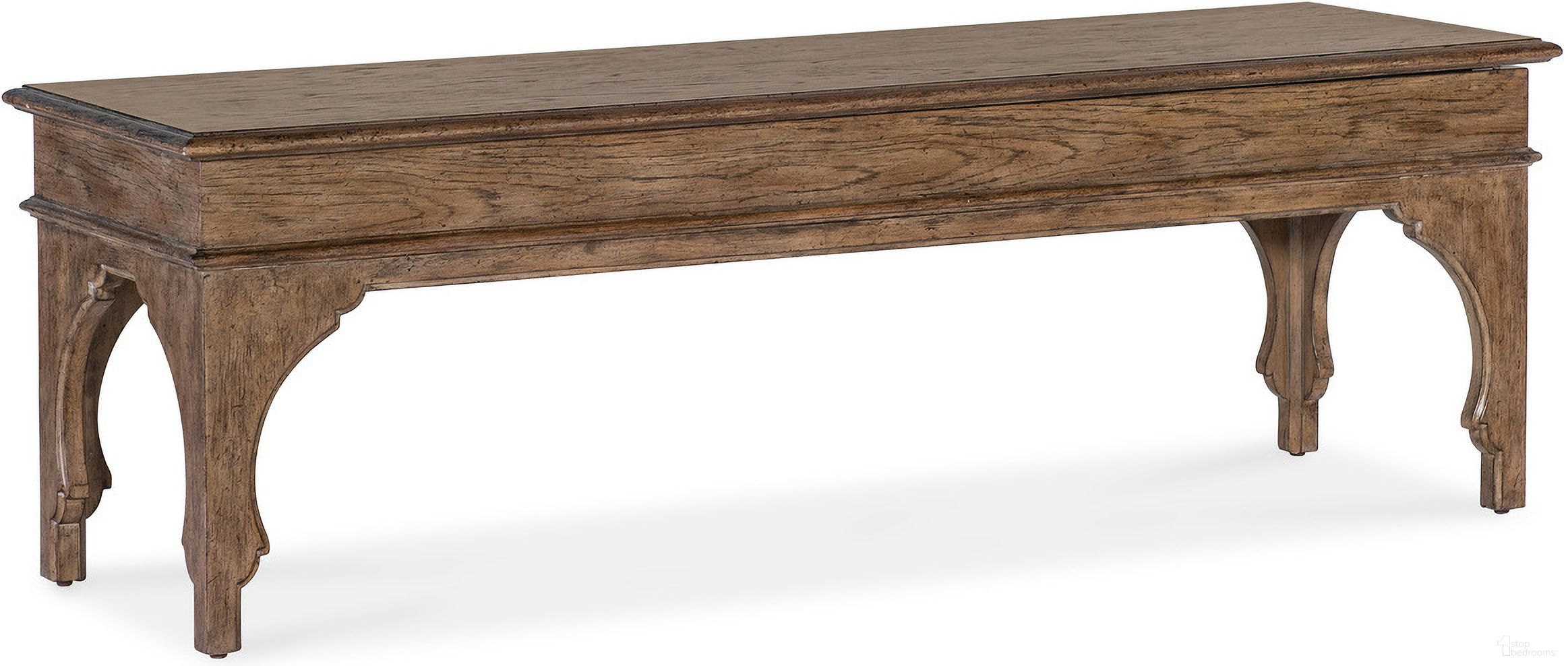 The appearance of Americana Bed Bench In Medium Wood designed by Hooker in the transitional interior design. This medium wood piece of furniture was selected by 1StopBedrooms from Americana Collection to add a touch of cosiness and style into your home. Sku: 7050-90119-85. Material: Oak Veneer.