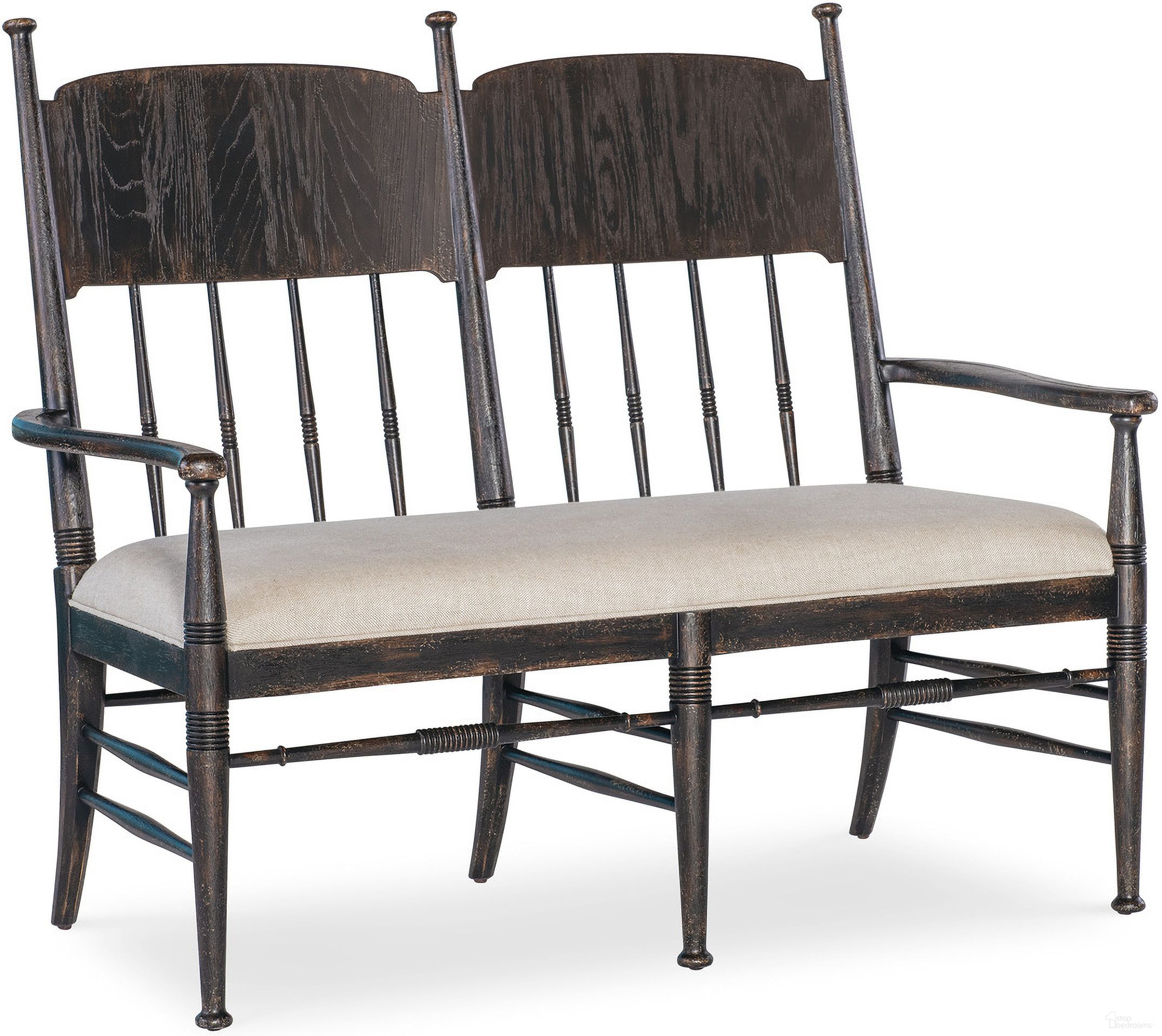 The appearance of Americana Dining Bench In Beige designed by Hooker in the transitional interior design. This beige piece of furniture was selected by 1StopBedrooms from Americana Collection to add a touch of cosiness and style into your home. Sku: 7050-75019-89. Material: Oak Veneer.