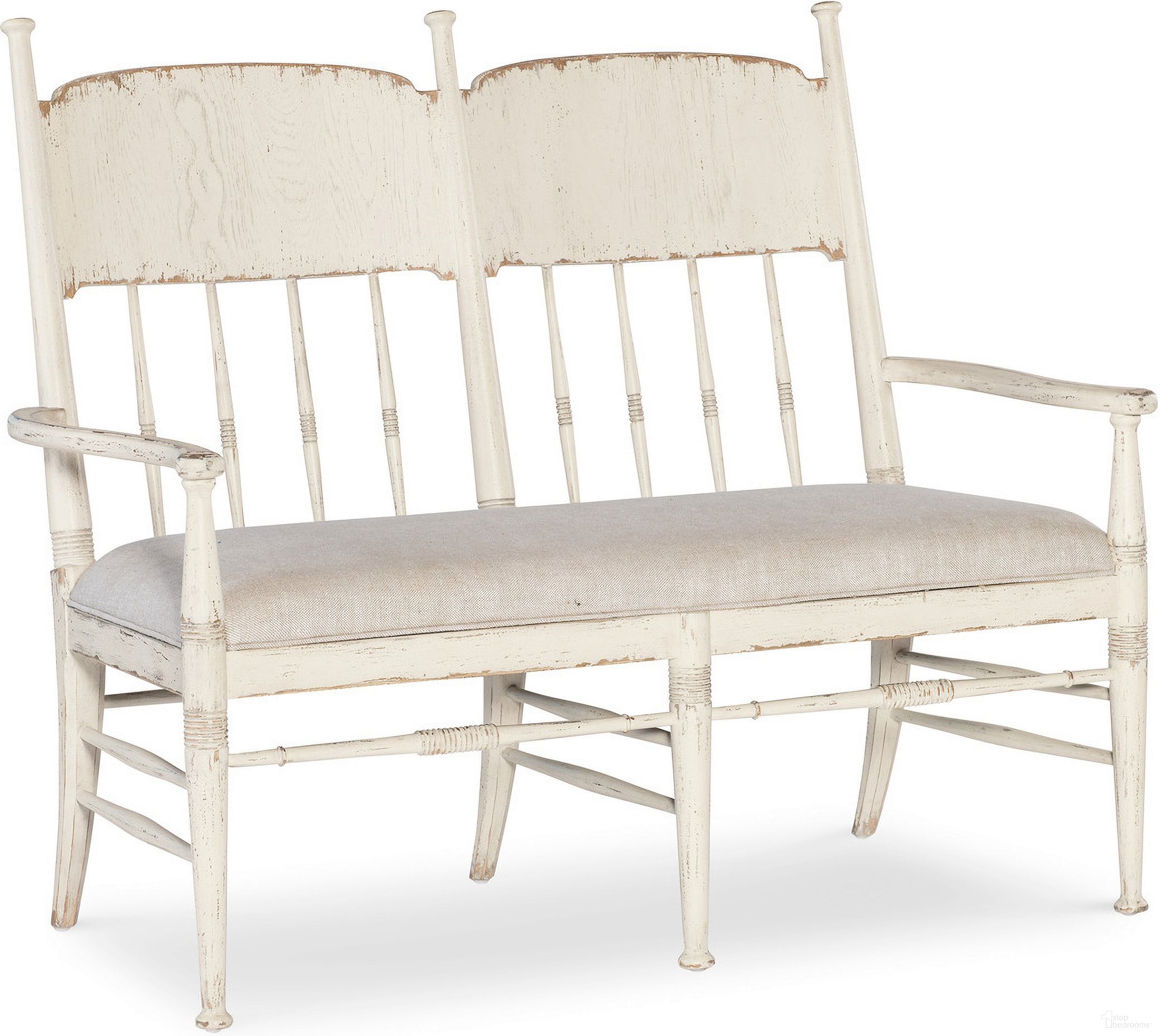 The appearance of Americana Dining Bench In Light Beige designed by Hooker in the transitional interior design. This light beige piece of furniture was selected by 1StopBedrooms from Americana Collection to add a touch of cosiness and style into your home. Sku: 7050-75019-02. Material: Oak Veneer.