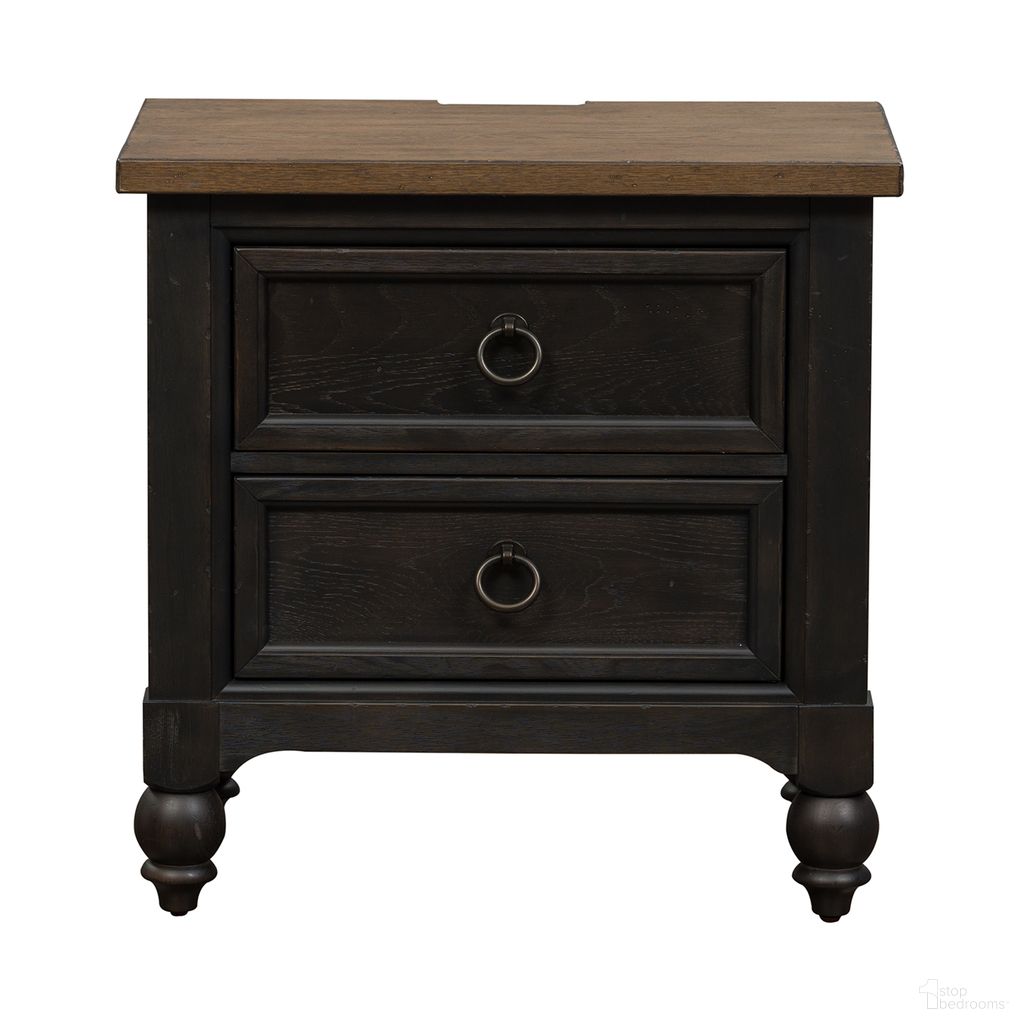 The appearance of Americana Farmhouse 2 Drawer Night Stand With Charging Station In Black designed by Liberty in the traditional interior design. This black piece of furniture  was selected by 1StopBedrooms from Americana Farmhouse Collection to add a touch of cosiness and style into your home. Sku: 615-BR61-B. Material: Wood Veneer.
