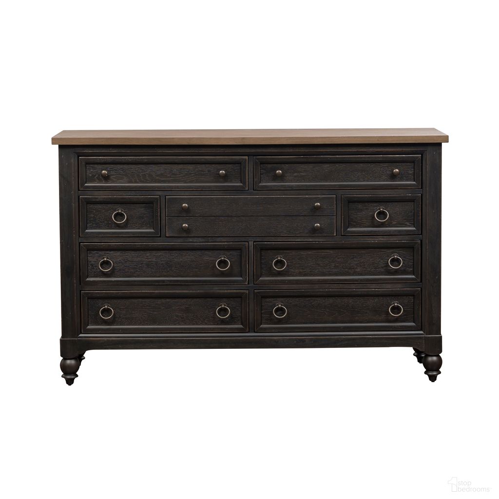 The appearance of Americana Farmhouse 9 Drawer Dresser In Black designed by Liberty in the traditional interior design. This black piece of furniture was selected by 1StopBedrooms from Americana Farmhouse Collection to add a touch of cosiness and style into your home. Sku: 615-BR31-B. Material: Wood Veneer.