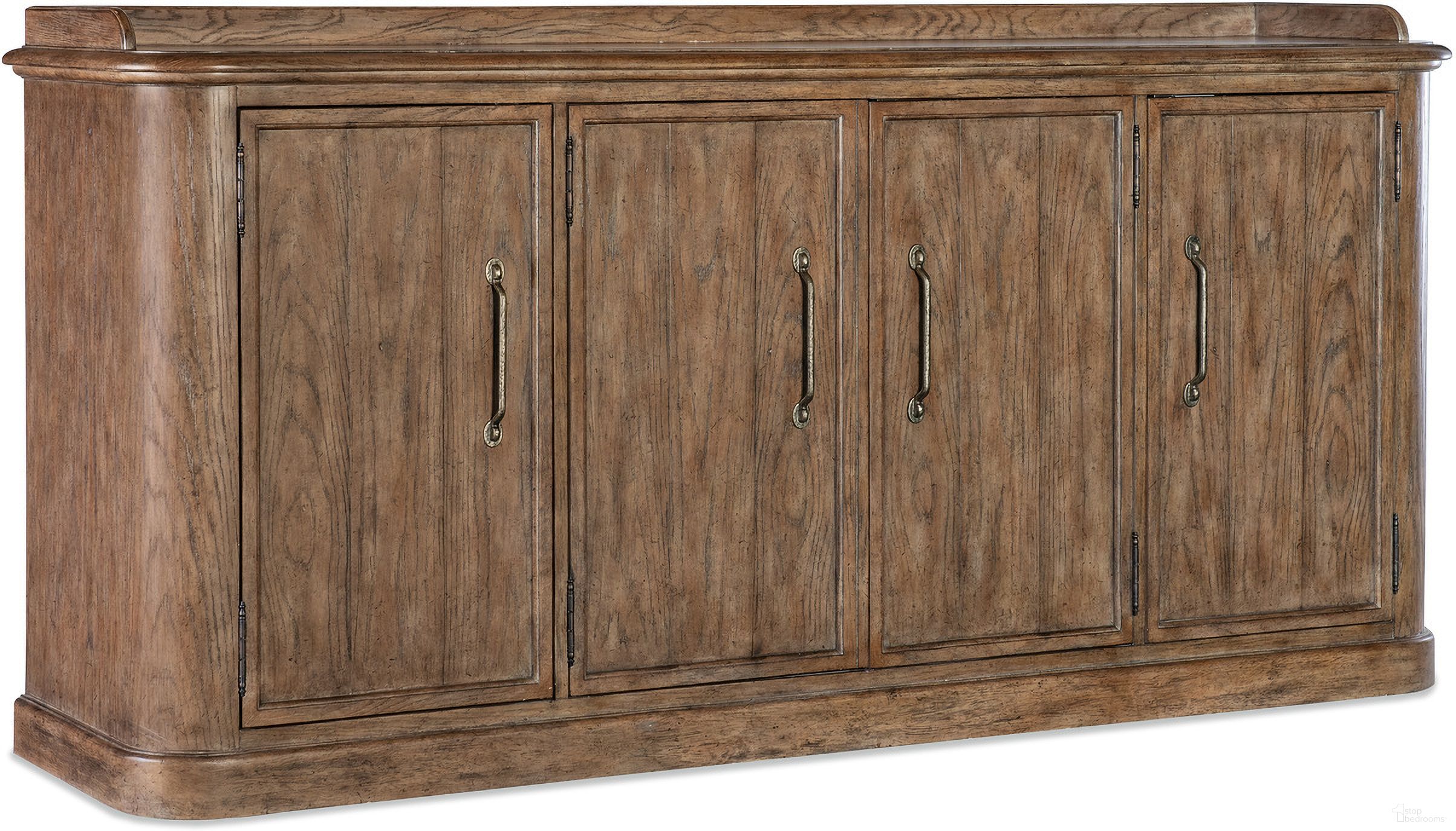 The appearance of Americana Four-Door Buffet In Medium Wood designed by Hooker in the transitional interior design. This medium wood piece of furniture was selected by 1StopBedrooms from Americana Collection to add a touch of cosiness and style into your home. Sku: 7050-75900-85. Material: Oak Veneer.