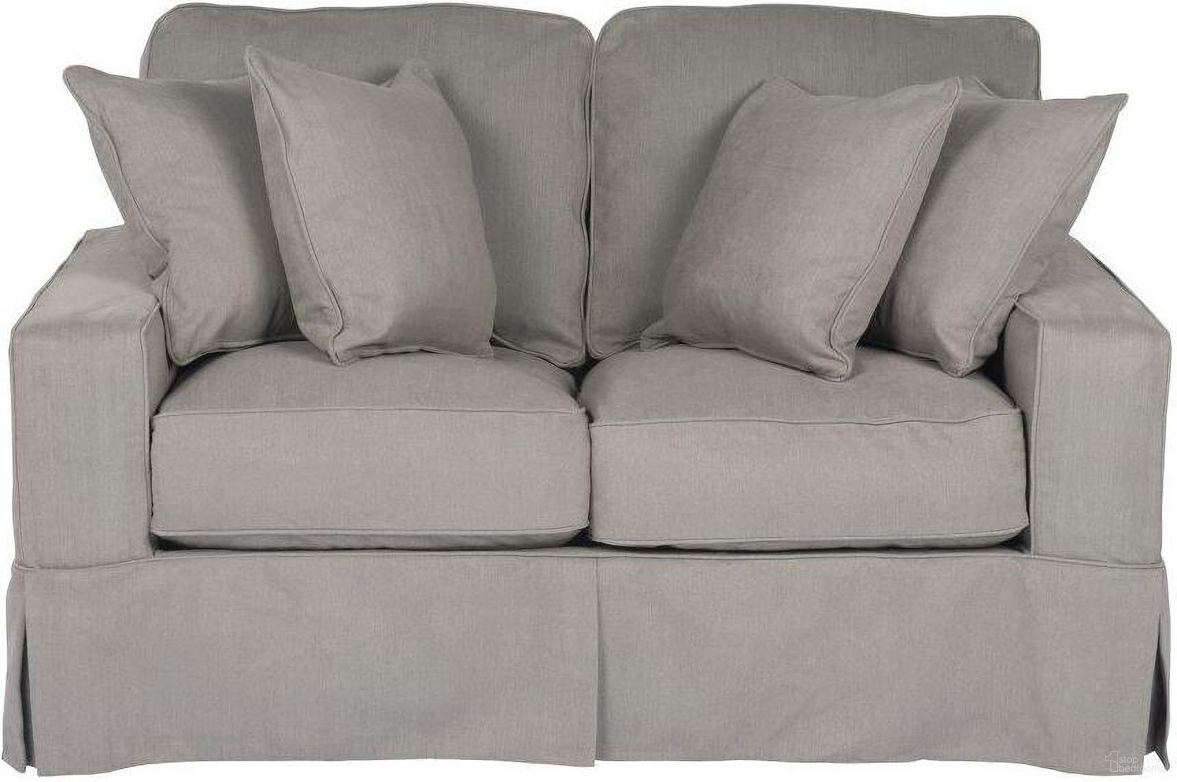Americana Gray Box Cushion Slipcovered Loveseat