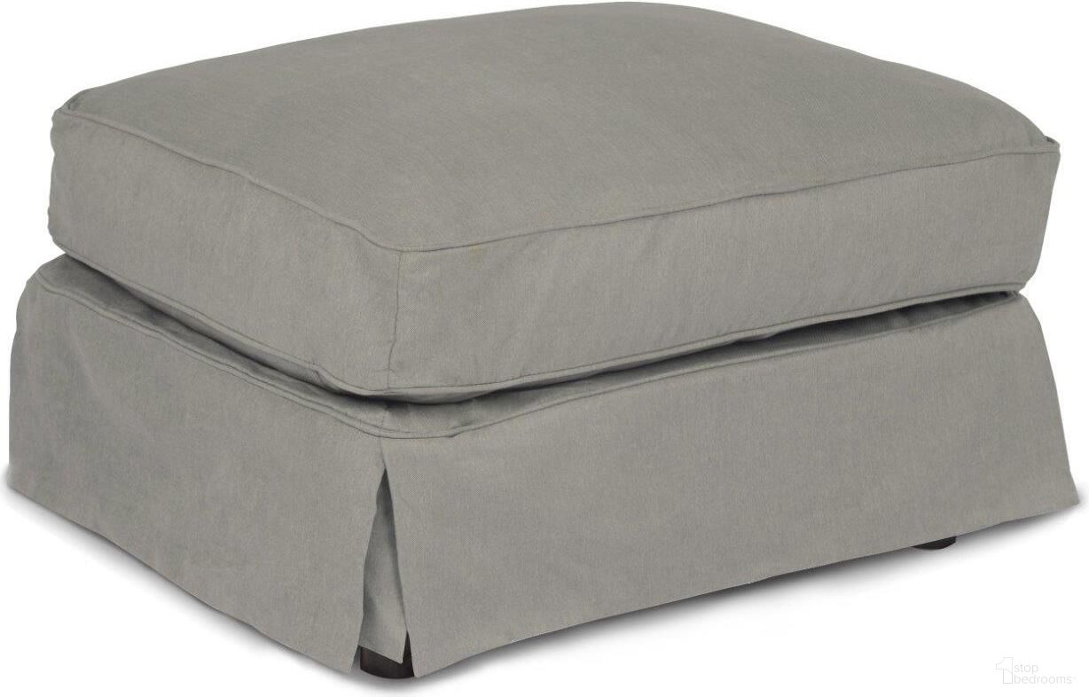 Americana Gray Box Cushion Slipcovered Ottoman