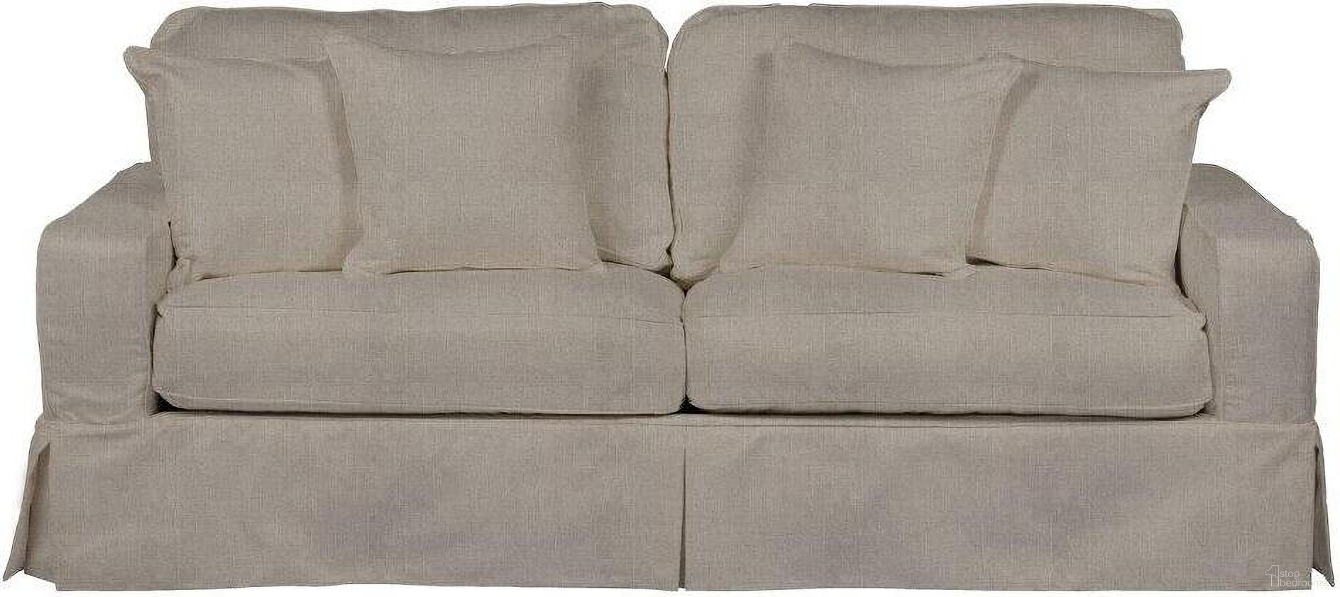 The appearance of Americana Light Gray Box Cushion Slipcovered Sofa designed by Sunset Trading in the modern / contemporary interior design. This light gray piece of furniture  was selected by 1StopBedrooms from Americana Collection to add a touch of cosiness and style into your home. Sku: SU-108500-220591. Material: Wood.