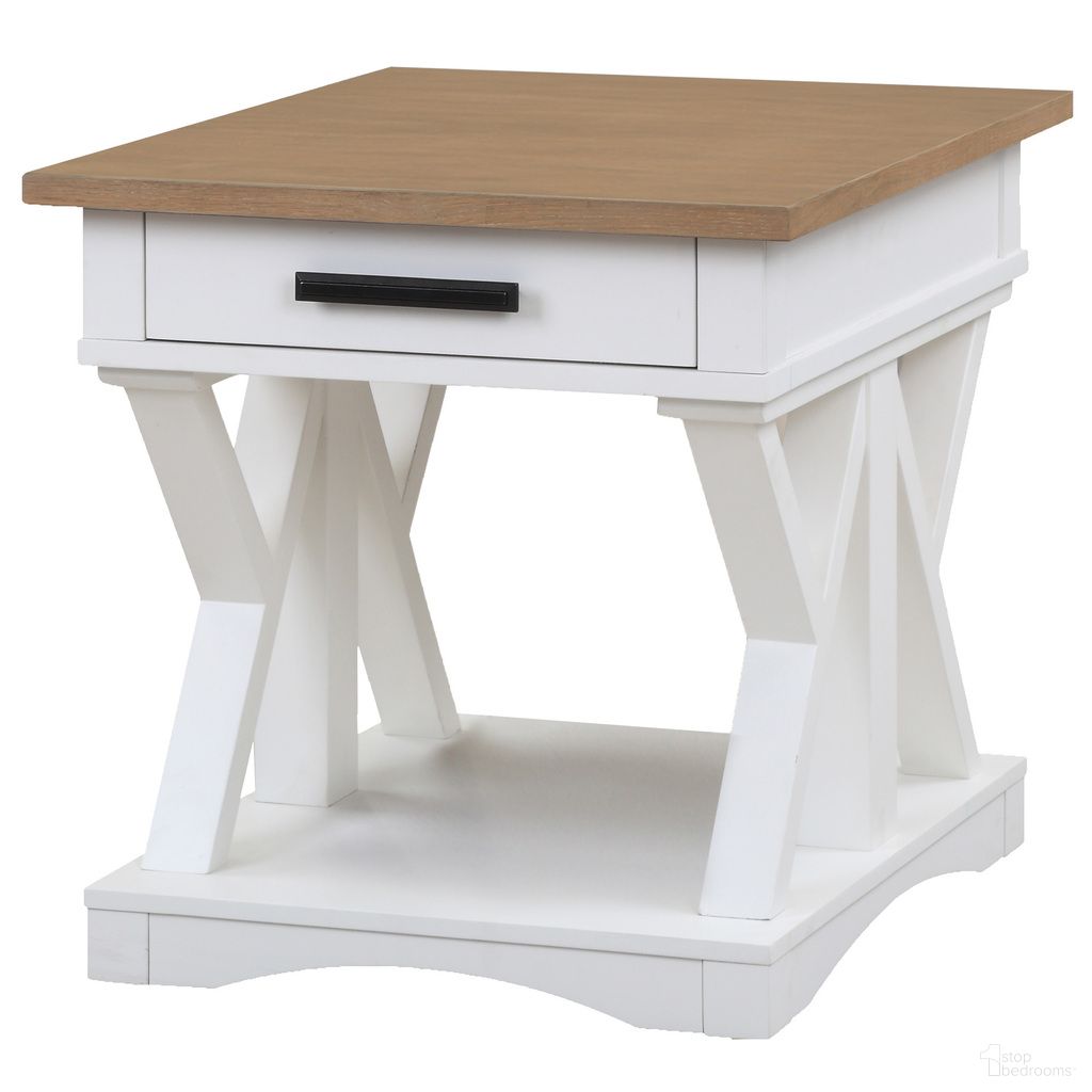 The appearance of Americana Modern Cotton End Table designed by Parker House in the traditional interior design. This white and brown piece of furniture was selected by 1StopBedrooms from Americana Modern Collection to add a touch of cosiness and style into your home. Sku: AME#02-COT. Material: Poplar Solid.
