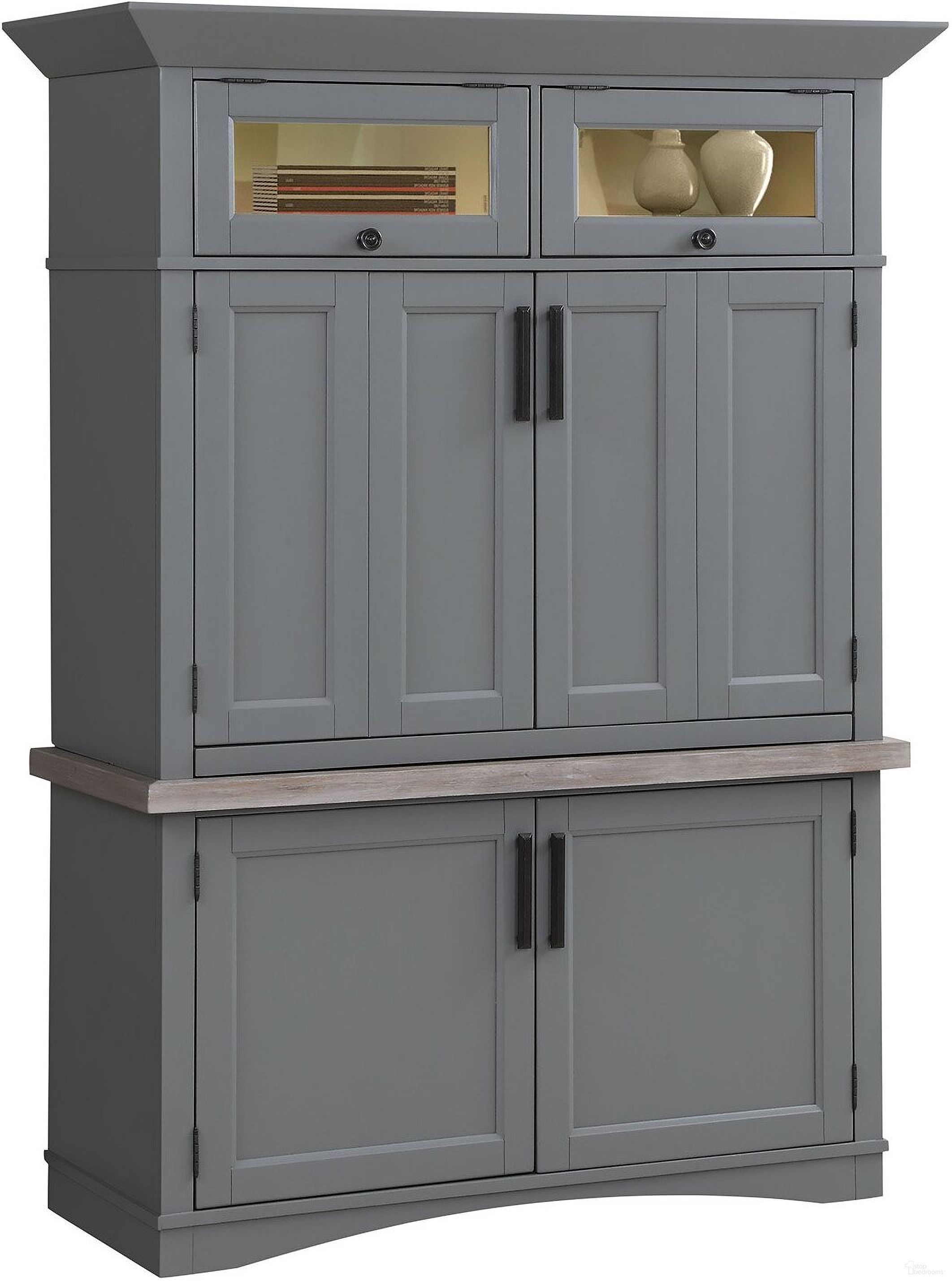 The appearance of Americana Modern Dove Workstation With Led Light designed by Parker House in the transitional interior design. This gray and beige piece of furniture  was selected by 1StopBedrooms from Americana Modern Collection to add a touch of cosiness and style into your home. Sku: AME#350B-DOV;AME#350C-DOV;AME#350T-DOV. Material: Poplar Solid.