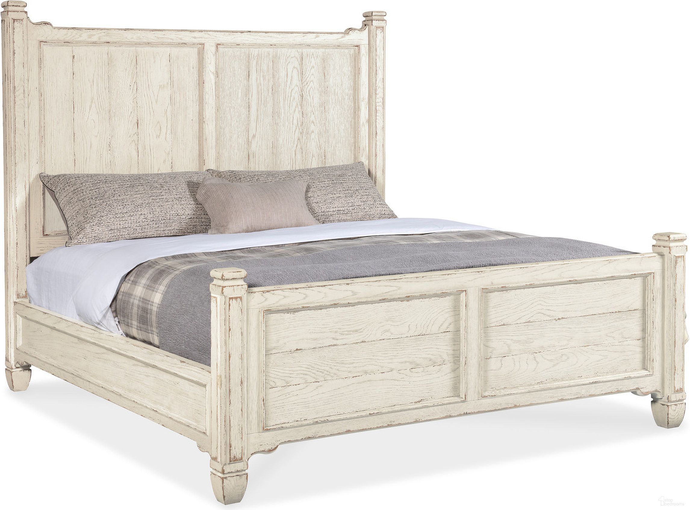 The appearance of Americana Queen Panel Bed In White designed by Hooker in the transitional interior design. This white piece of furniture was selected by 1StopBedrooms from Americana Collection to add a touch of cosiness and style into your home. Sku: 7050-90251-02;7050-90252-02;7050-90253-02. Bed Type: Panel Bed. Bed Size: Queen. Material: Oak Veneer.
