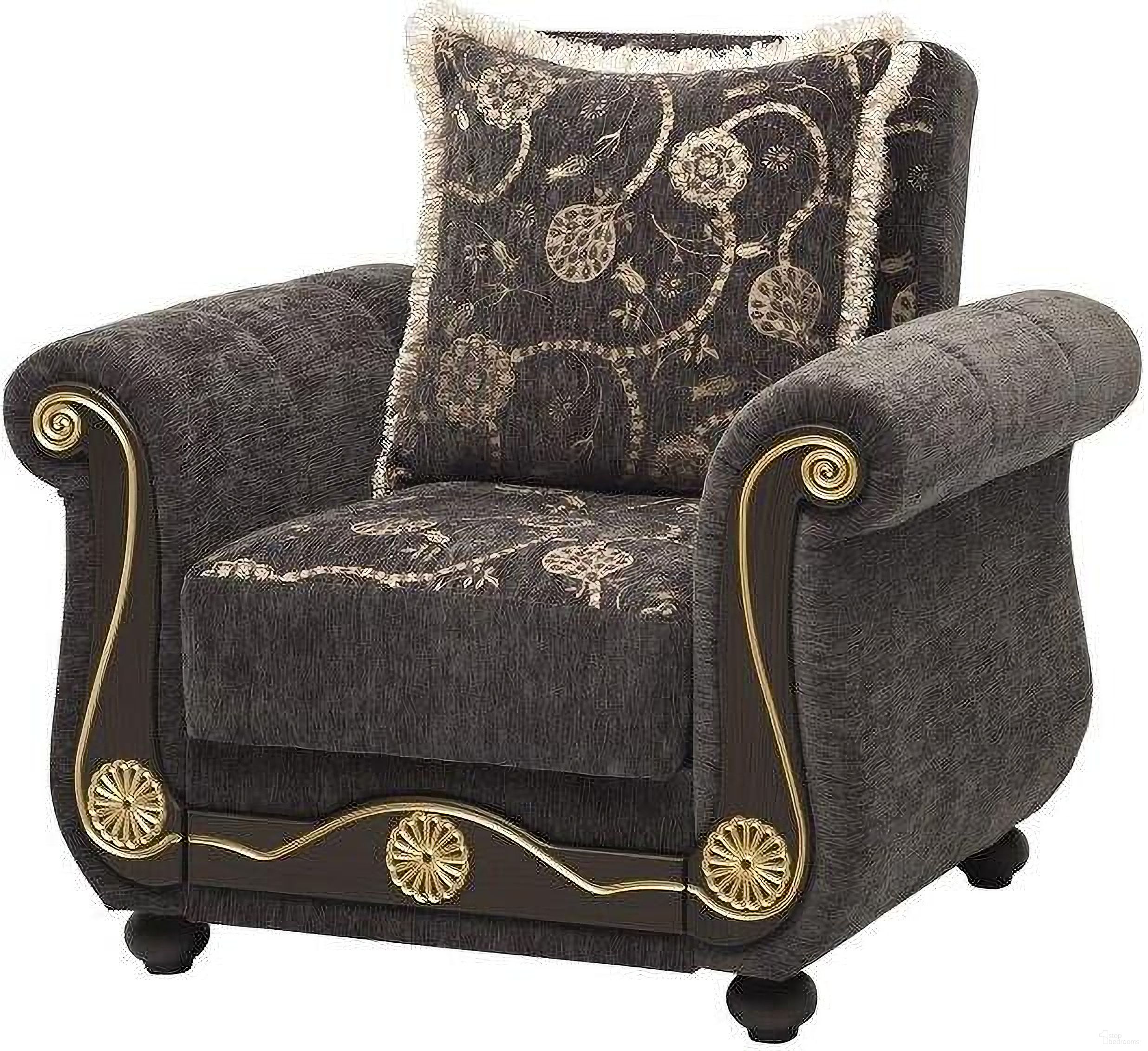 The appearance of Americana Upholstered Convertible Armchair with Storage In Gray designed by Casamode in the modern / contemporary interior design. This gray piece of furniture was selected by 1StopBedrooms from Americana Collection to add a touch of cosiness and style into your home. Sku: AMR-GY-AC. Material: Chenille.