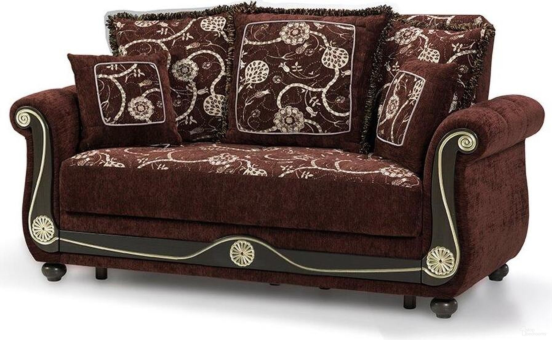 The appearance of Americana Upholstered Convertible Loveseat with Storage In Brown designed by Casamode in the modern / contemporary interior design. This brown piece of furniture was selected by 1StopBedrooms from Americana Collection to add a touch of cosiness and style into your home. Sku: AMR-BN-LS. Material: Chenille.
