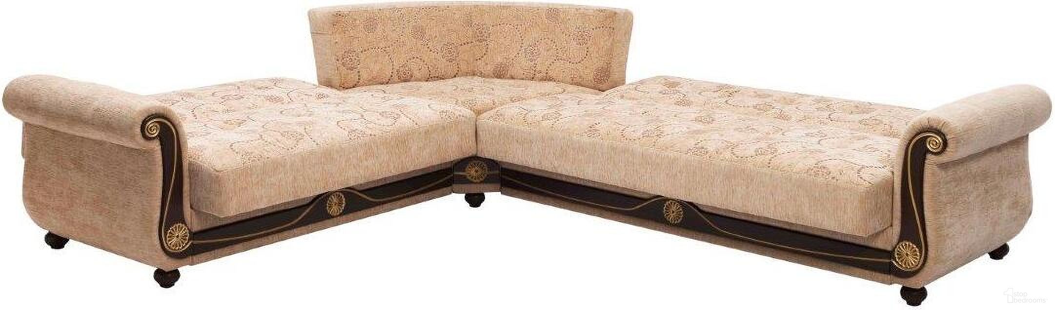 Americana Upholstered Convertible Sectional with Storage In Beige