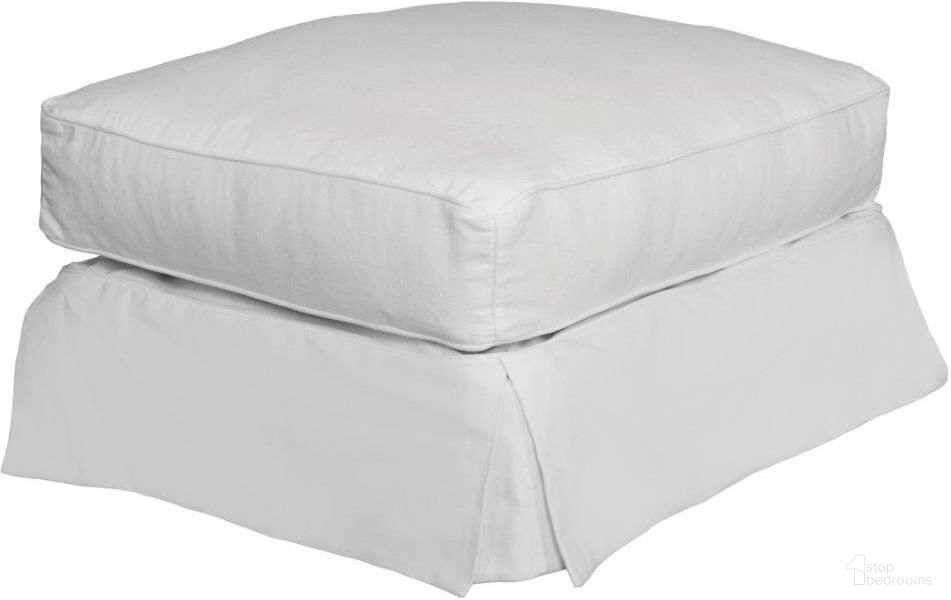The appearance of Americana Warm White Box Cushion Slipcovered Ottoman designed by Sunset Trading in the transitional interior design. This warm white piece of furniture  was selected by 1StopBedrooms from Americana Collection to add a touch of cosiness and style into your home. Sku: SU-108530-423080. Material: Wood.