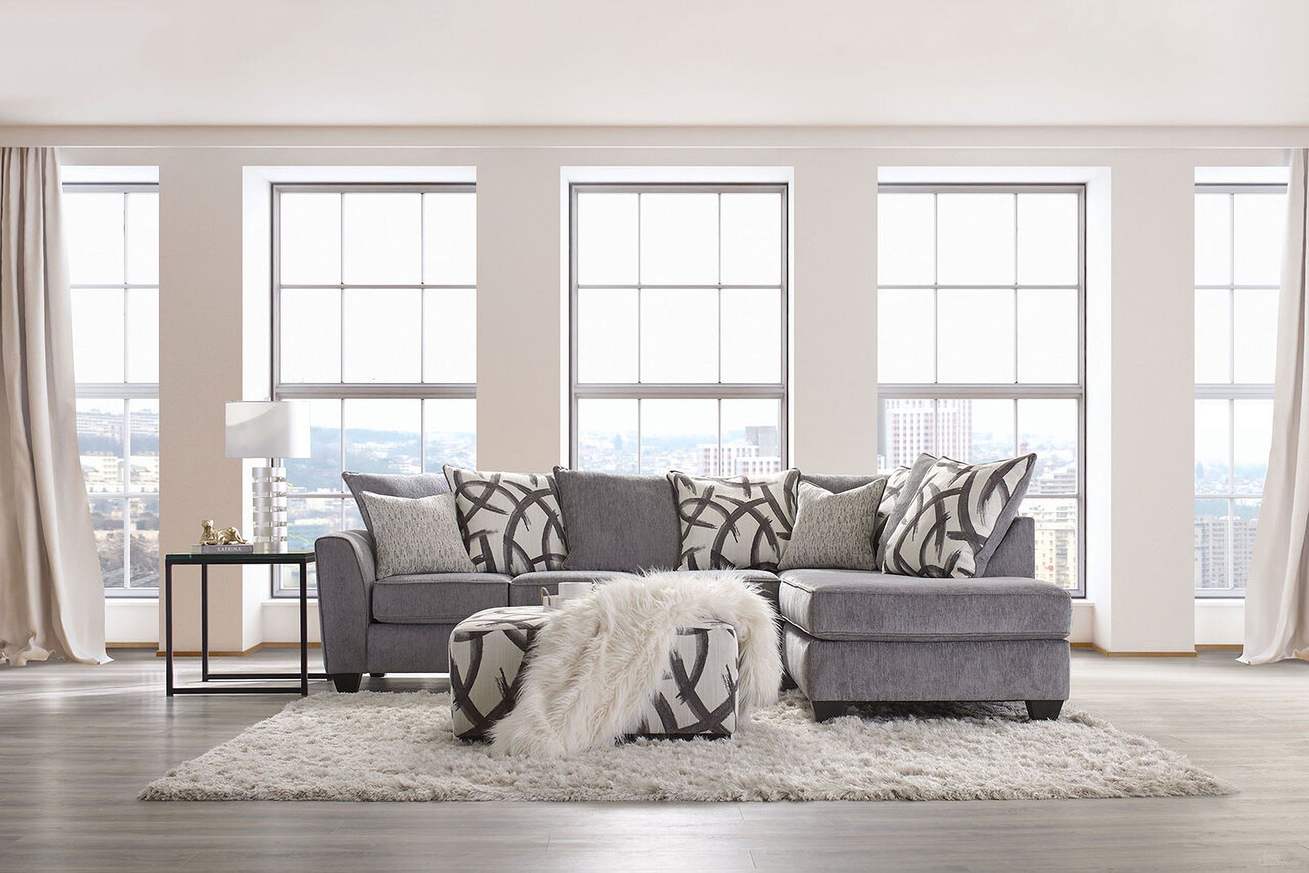The appearance of Amersham Sectional In Gray designed by Furniture of America in the transitional interior design. This gray piece of furniture was selected by 1StopBedrooms from Amersham Collection to add a touch of cosiness and style into your home. Sku: SM5174-LAF;SM5174-RAF. Material: Chenille.