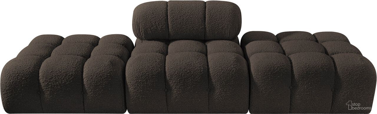 The appearance of Ames 102 Inch Boucle Fabric Upholstered 3 Piece Modular Sofa In Brown designed by Meridian in the modern / contemporary interior design. This brown piece of furniture was selected by 1StopBedrooms from Ames Collection to add a touch of cosiness and style into your home. Sku: 611Brown-Armless;611Brown-Ott;611Brown-Ott. Material: Boucle Fabric.