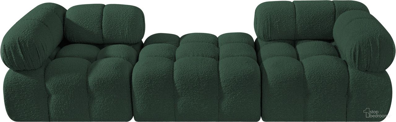 Ames 102 Inch Boucle Fabric Upholstered 3 Piece Modular Sofa In Green