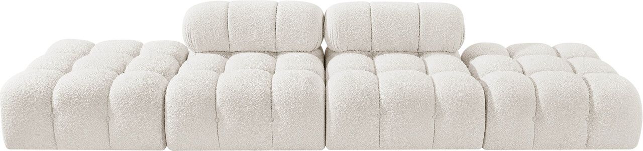 The appearance of Ames 136 Inch Boucle Fabric Upholstered 4 Piece Modular Sofa In Cream designed by Meridian in the modern / contemporary interior design. This cream piece of furniture was selected by 1StopBedrooms from Ames Collection to add a touch of cosiness and style into your home. Sku: 611Cream-Armless;611Cream-Armless;611Cream-Ott;611Cream-Ott. Material: Boucle.