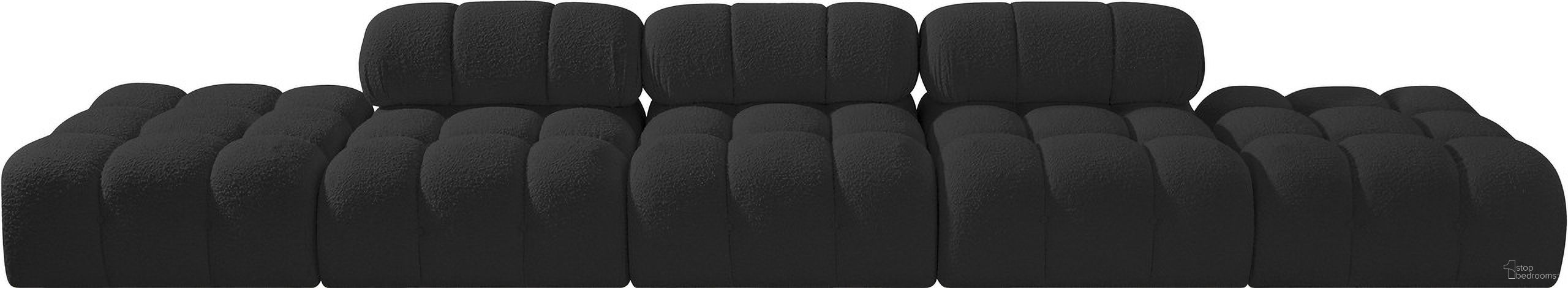 The appearance of Ames 170 Inch Boucle Fabric Upholstered 5 Piece Modular Sofa In Black designed by Meridian in the modern / contemporary interior design. This black piece of furniture  was selected by 1StopBedrooms from Ames Collection to add a touch of cosiness and style into your home. Sku: 611Black-Armless;611Black-Armless;611Black-Armless;611Black-Ott;611Black-Ott. Material: Boucle.