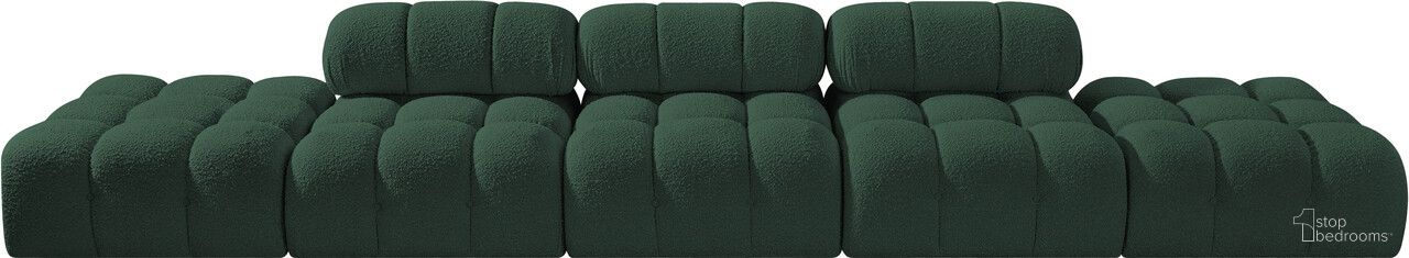 The appearance of Ames 170 Inch Boucle Fabric Upholstered 5 Piece Modular Sofa In Green designed by Meridian in the modern / contemporary interior design. This green piece of furniture  was selected by 1StopBedrooms from Ames Collection to add a touch of cosiness and style into your home. Sku: 611Green-Armless;611Green-Armless;611Green-Armless;611Green-Ott;611Green-Ott. Material: Boucle.