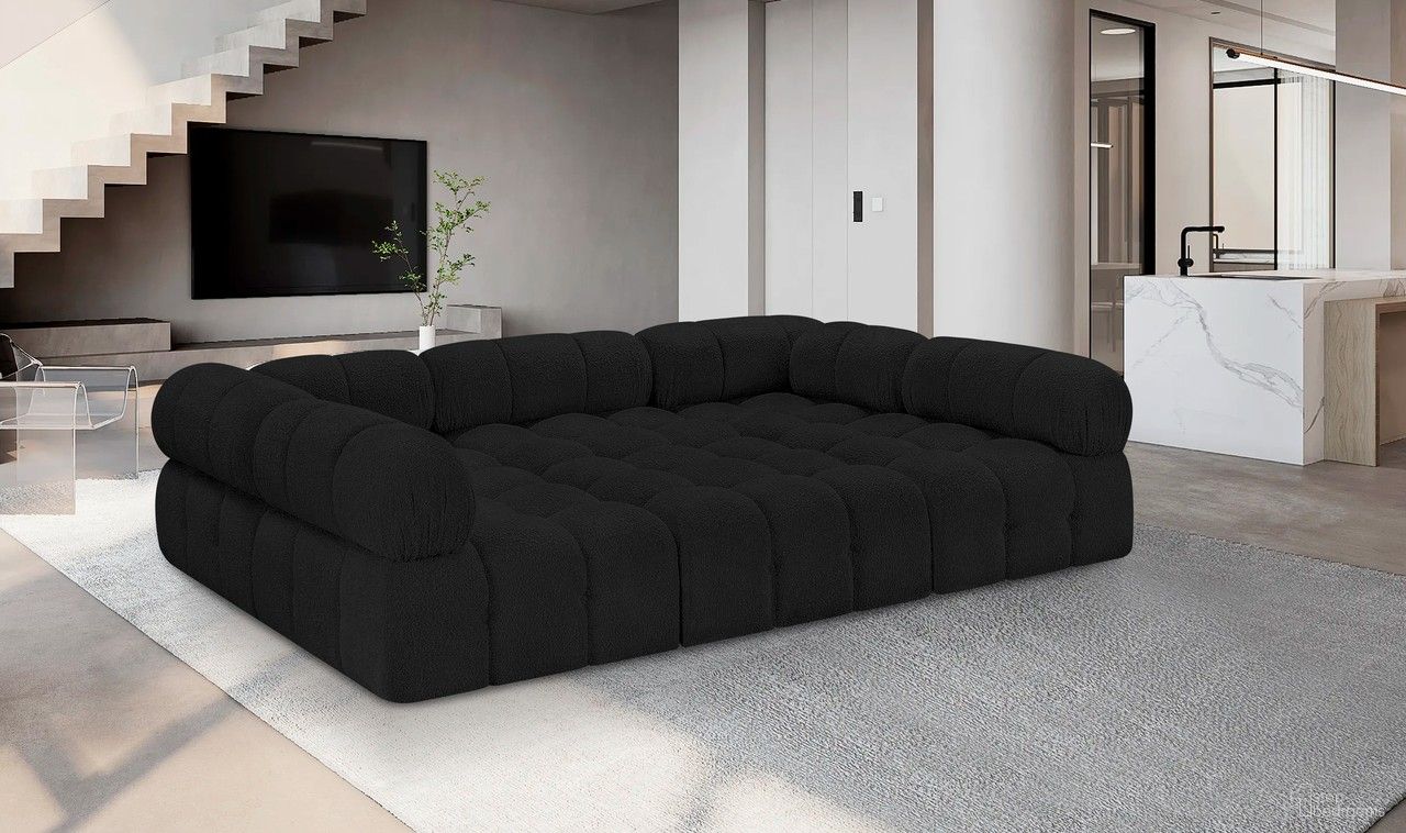 The appearance of Ames Boucle Fabric 6 Piece Modular Sectional In Black designed by Meridian in the modern / contemporary interior design. This black piece of furniture  was selected by 1StopBedrooms from Ames Collection to add a touch of cosiness and style into your home. Sku: 611Black-Armless;611Black-Armless;611Black-Armless;611Black-Corner;611Black-Corner;611Black-Ott. Layout: Modular. Material: Boucle.