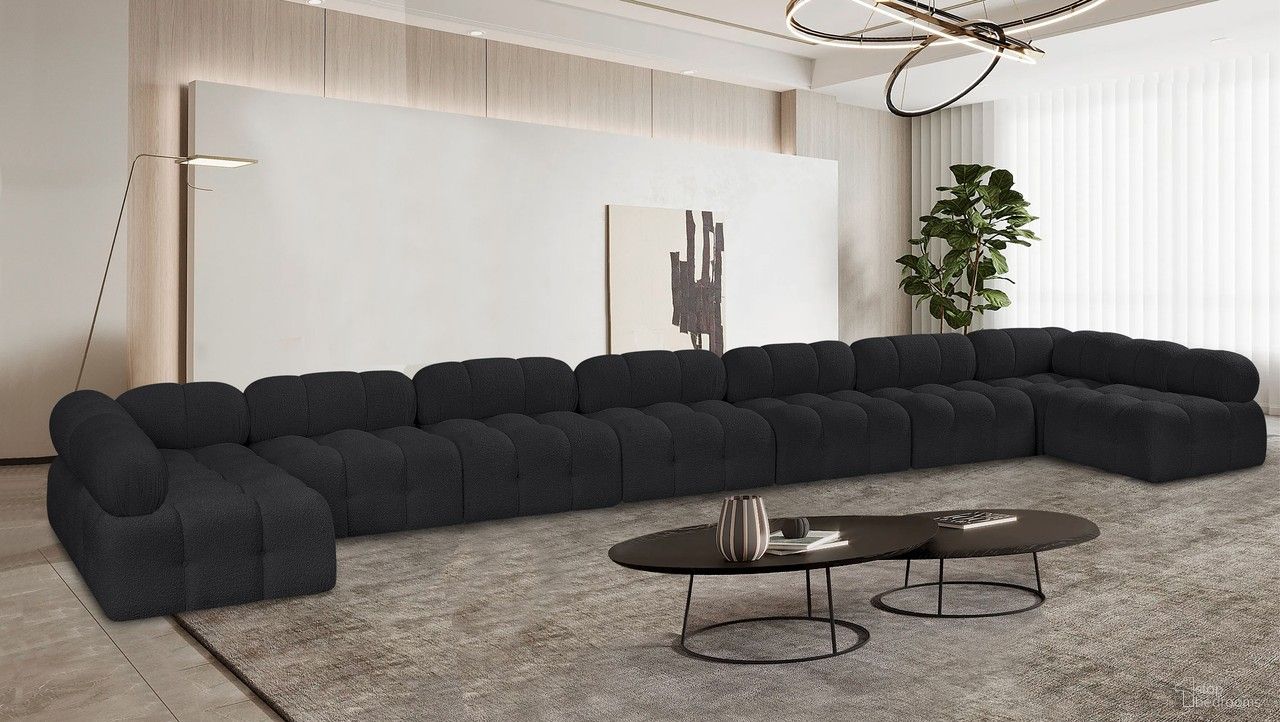 The appearance of Ames Boucle Fabric 9 Piece Modular Sectional In Black designed by Meridian in the modern / contemporary interior design. This black piece of furniture  was selected by 1StopBedrooms from Ames Collection to add a touch of cosiness and style into your home. Sku: 611Black-Armless;611Black-Armless;611Black-Armless;611Black-Armless;611Black-Armless;611Black-Armless;611Black-Armless;611Black-Corner;611Black-Corner. Layout: Modular. Material: Boucle.