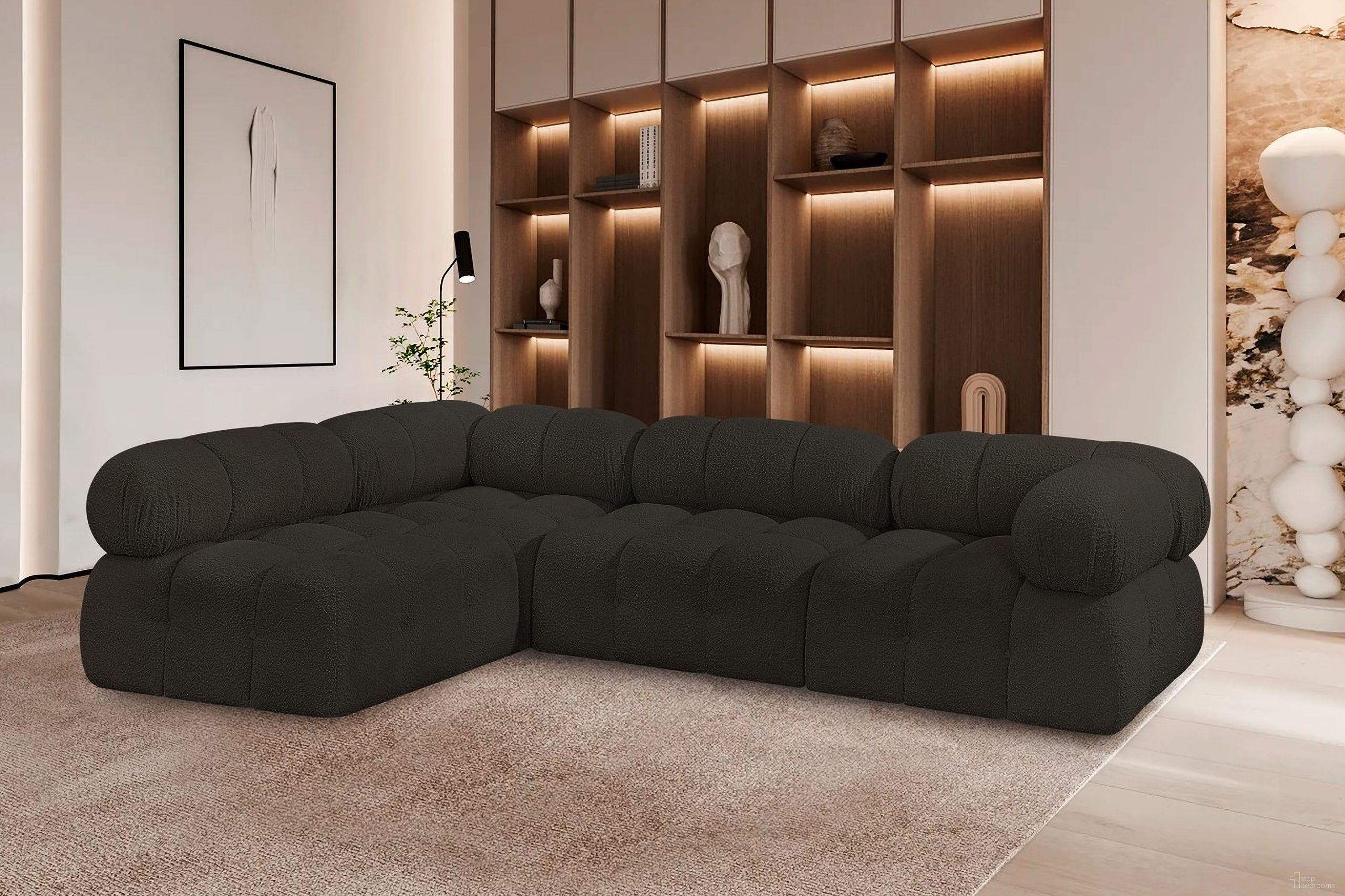 The appearance of Ames Boucle Fabric 4 Piece Modular Sectional In Brown designed by Meridian in the modern / contemporary interior design. This brown piece of furniture was selected by 1StopBedrooms from Ames Collection to add a touch of cosiness and style into your home. Sku: 611Brown-Armless;611Brown-Armless;611Brown-Corner;611Brown-Corner. Layout: Modular. Material: Boucle.