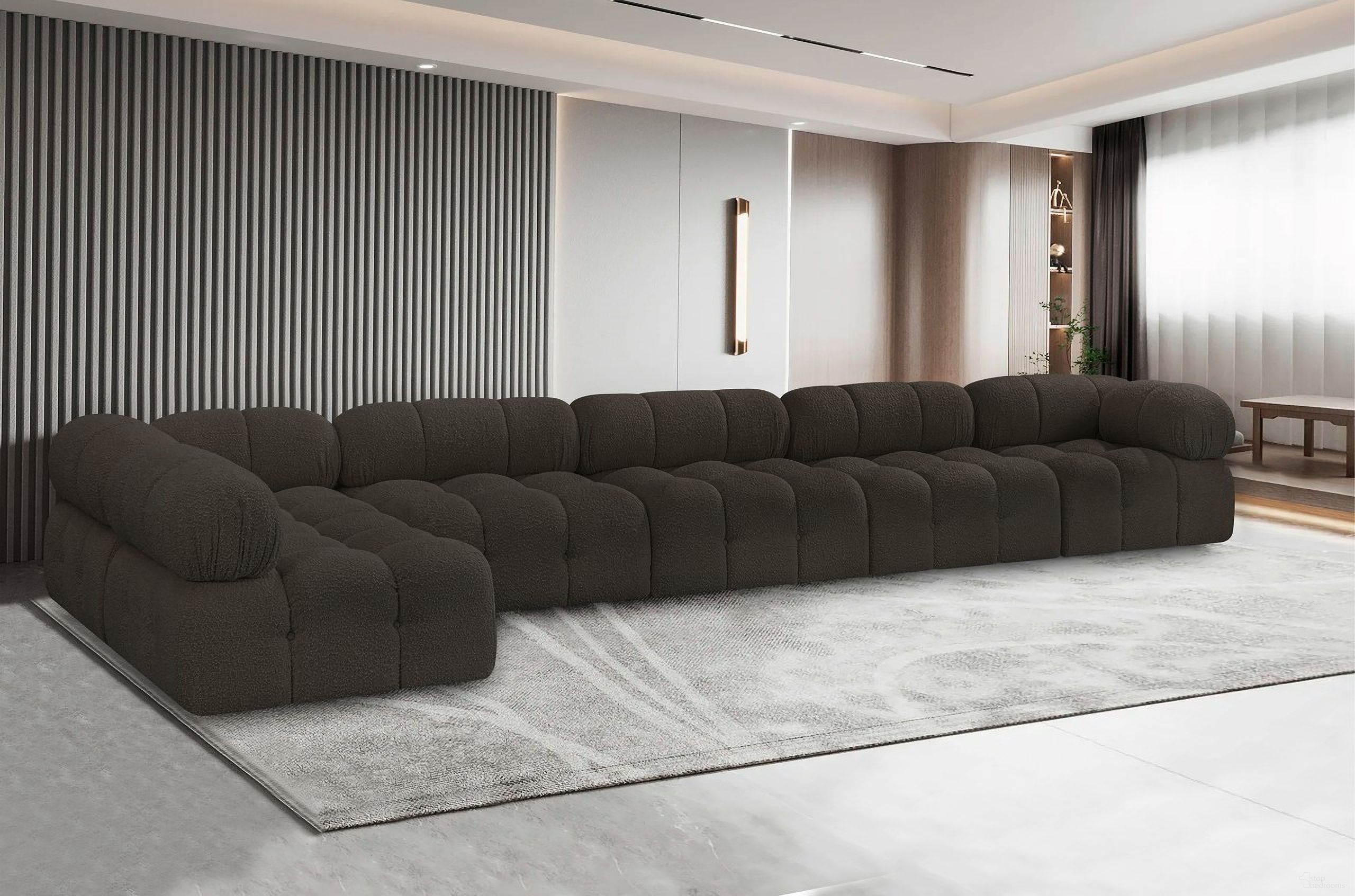 Ames Boucle Fabric 6 Piece Modular Sectional In Brown
