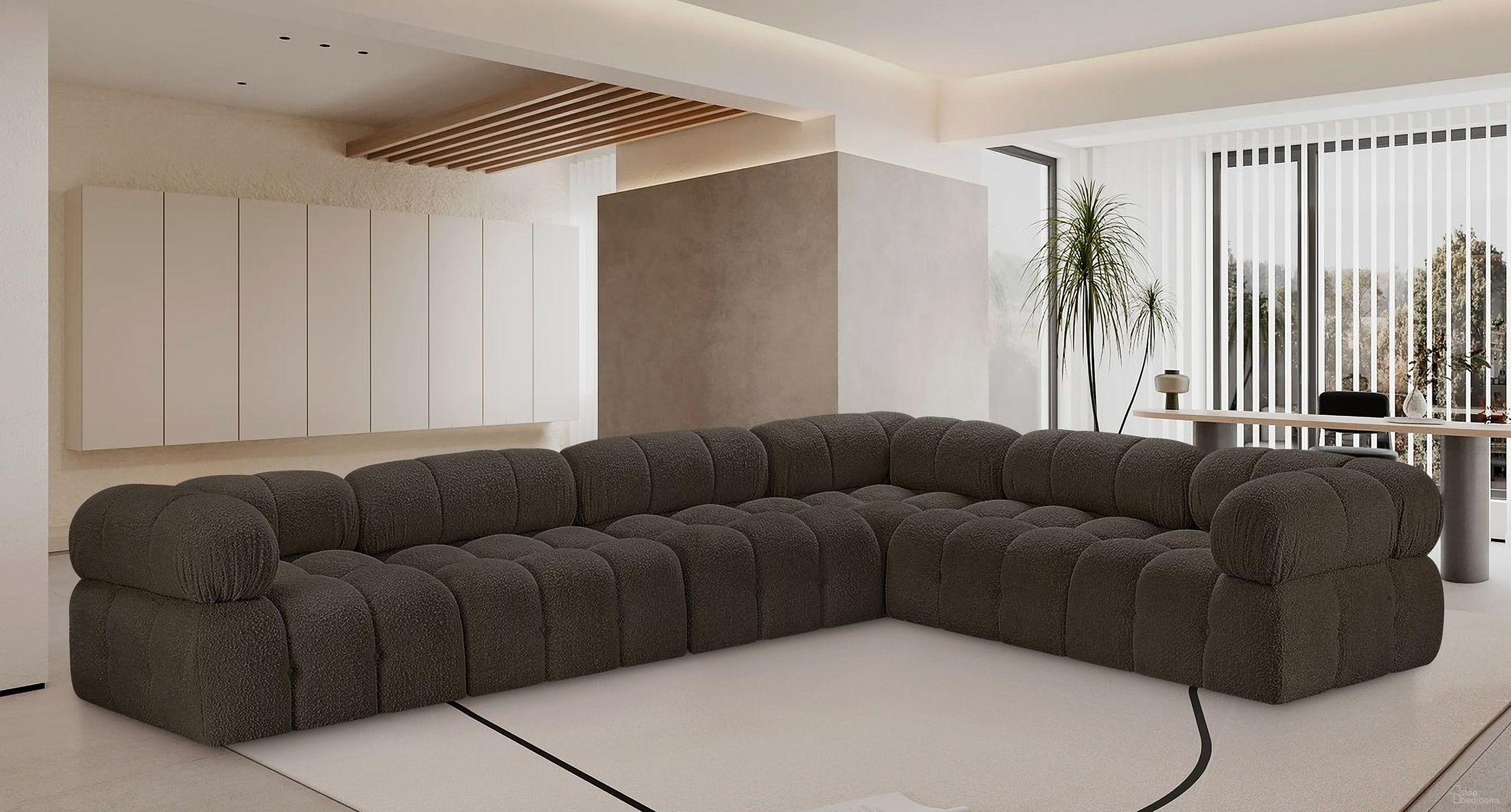 Ames Boucle Fabric 6 Piece Modular Sectional In Brown
