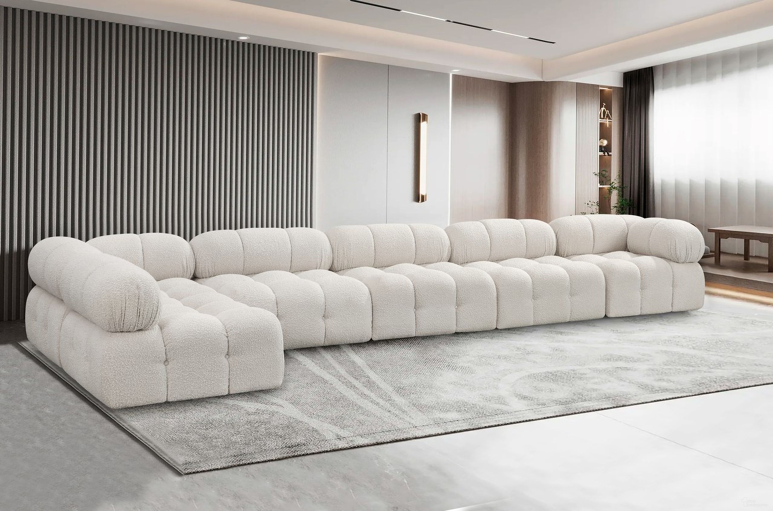 Ames Boucle Fabric 6 Piece Modular Sectional In Cream
