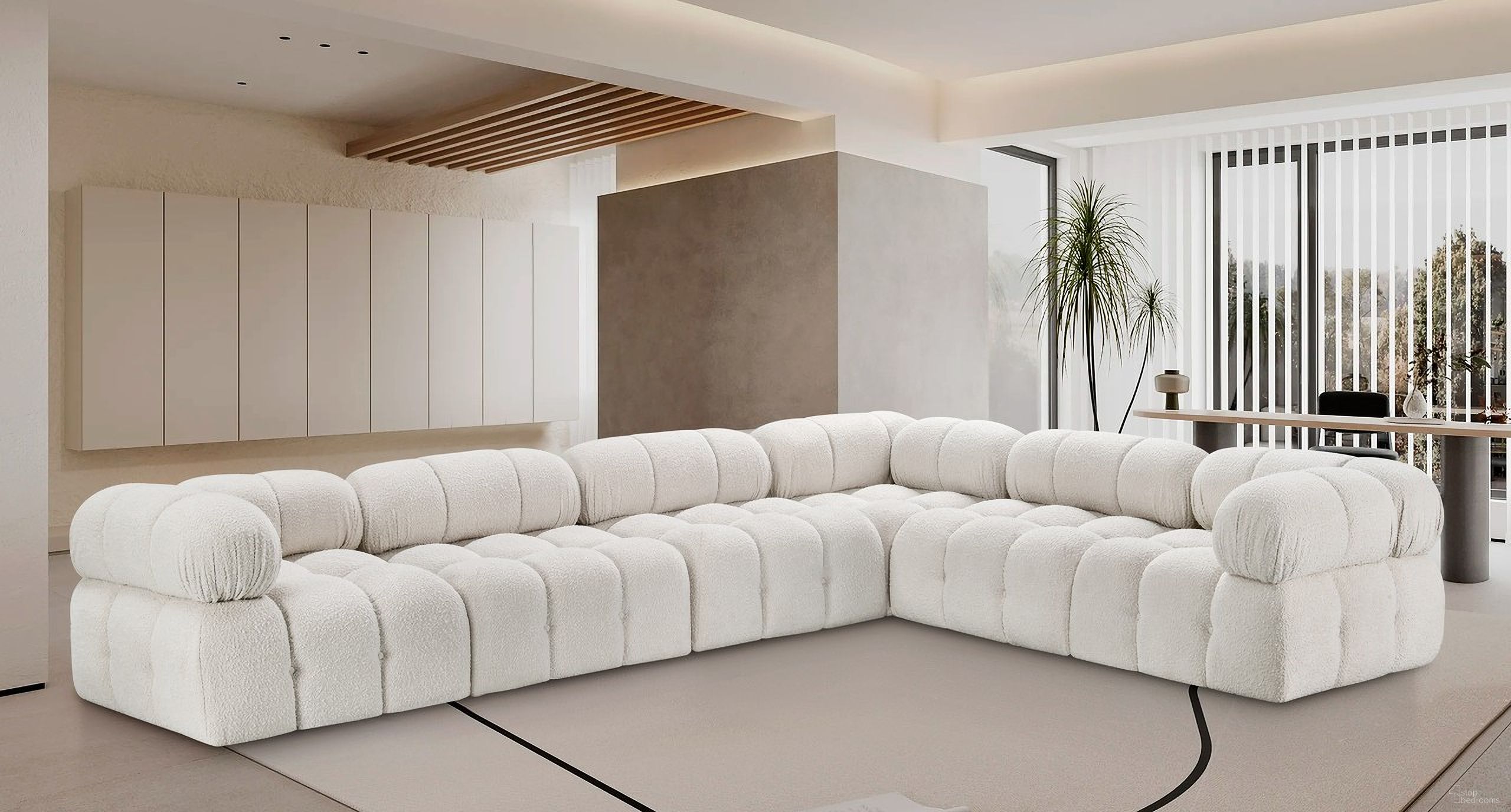 Ames Boucle Fabric 6 Piece Modular Sectional In Cream