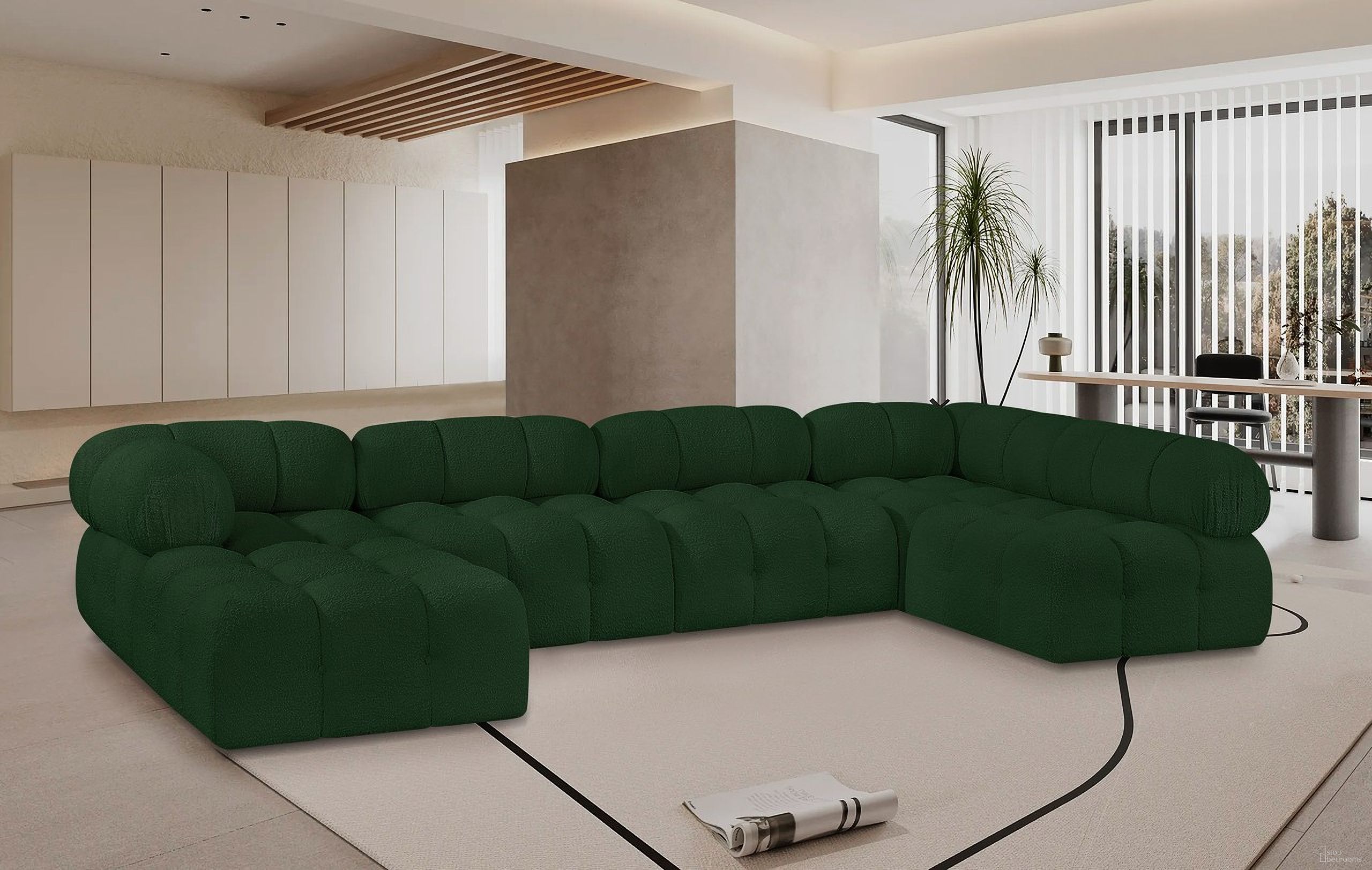 Ames Boucle Fabric 6 Piece Modular Sectional In Green