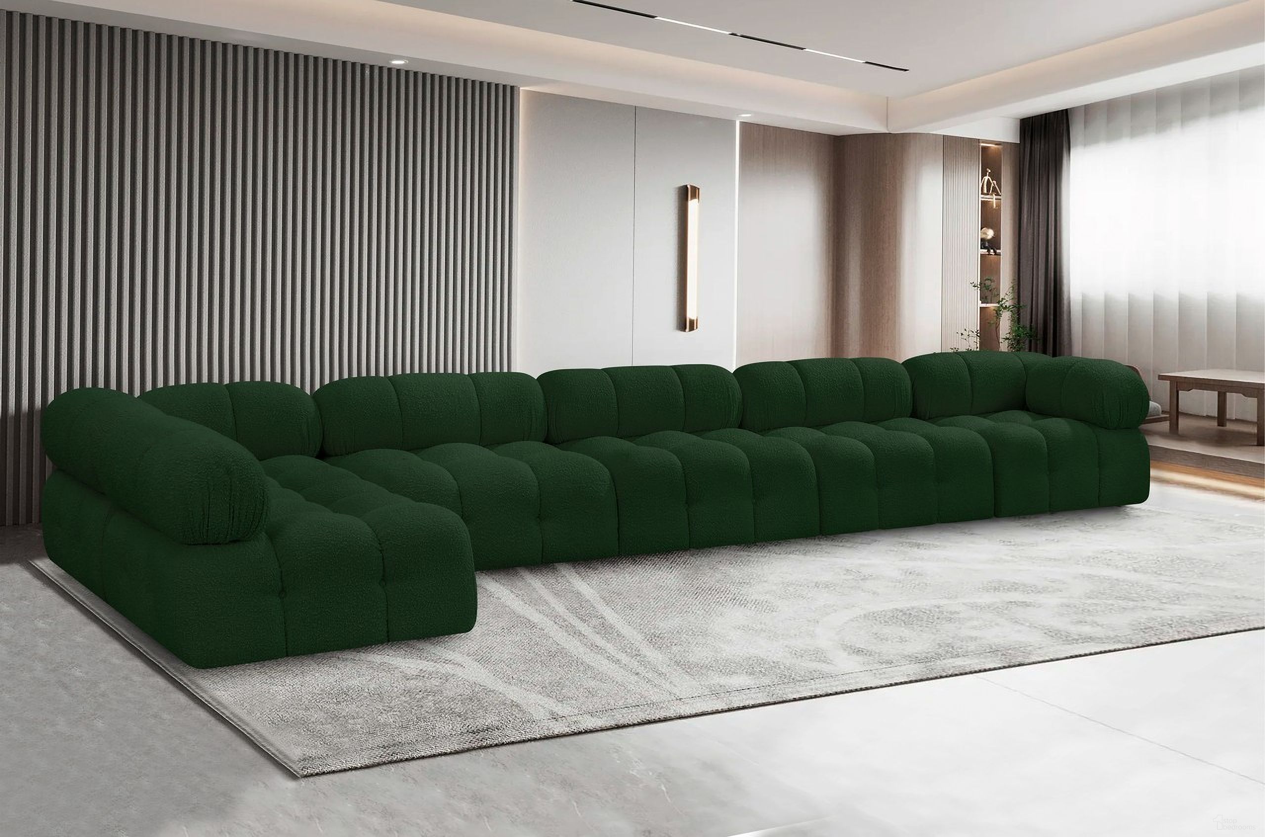 Ames Boucle Fabric 6 Piece Modular Sectional In Green