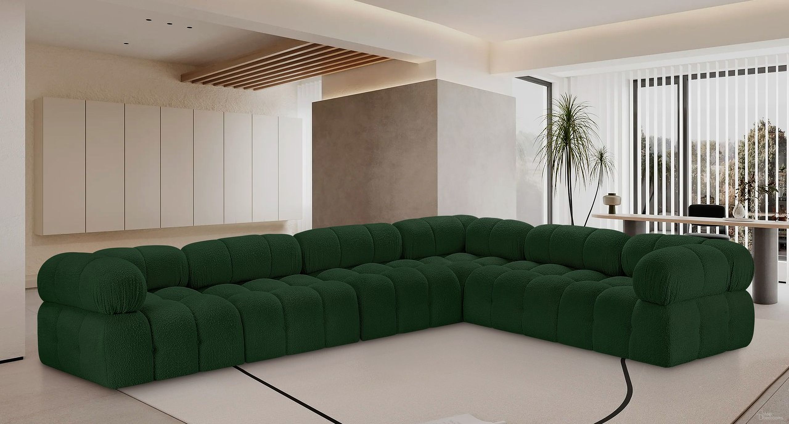 Ames Boucle Fabric 6 Piece Modular Sectional In Green