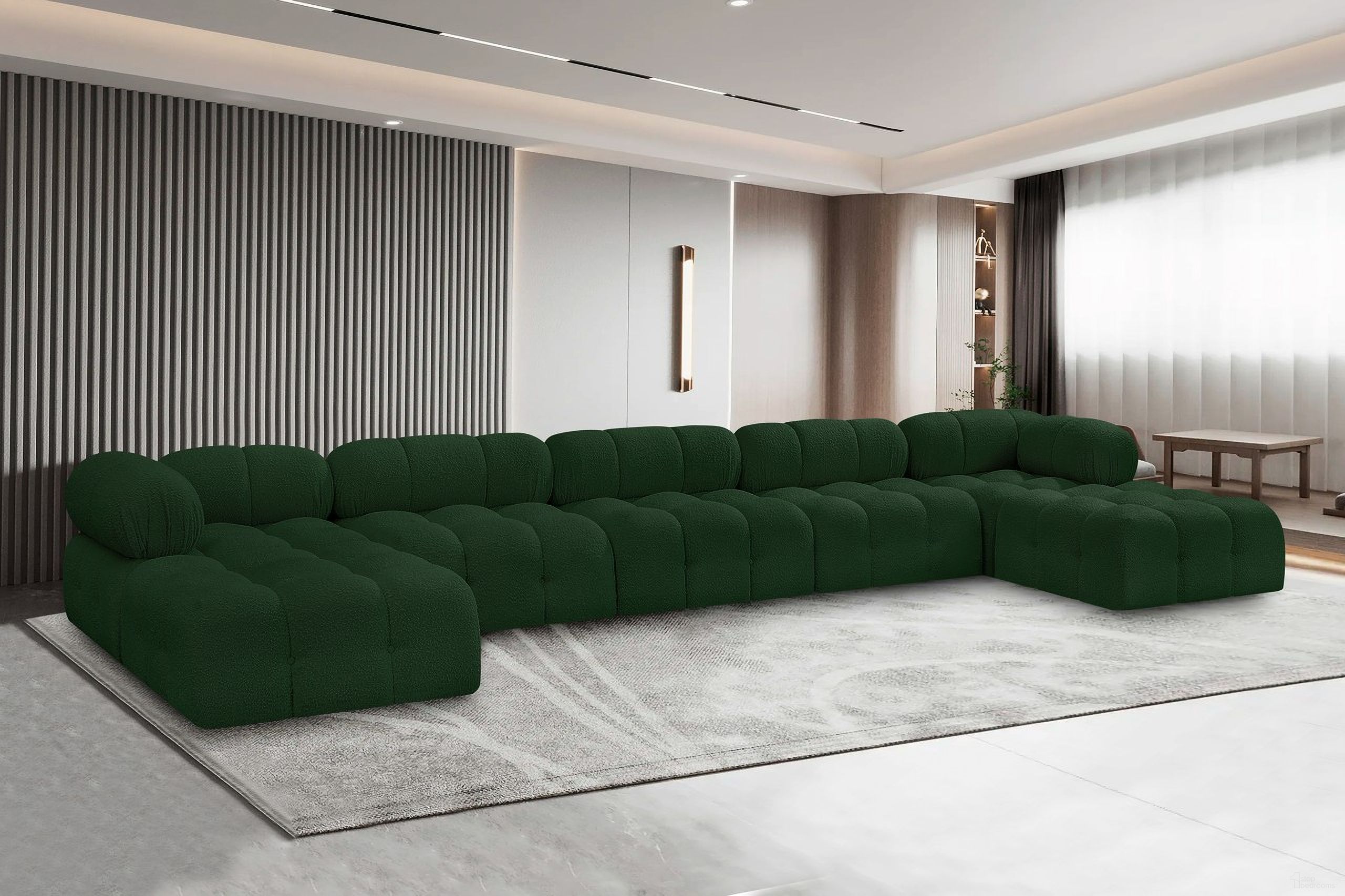 Ames Boucle Fabric 7 Piece Modular Sectional In Green
