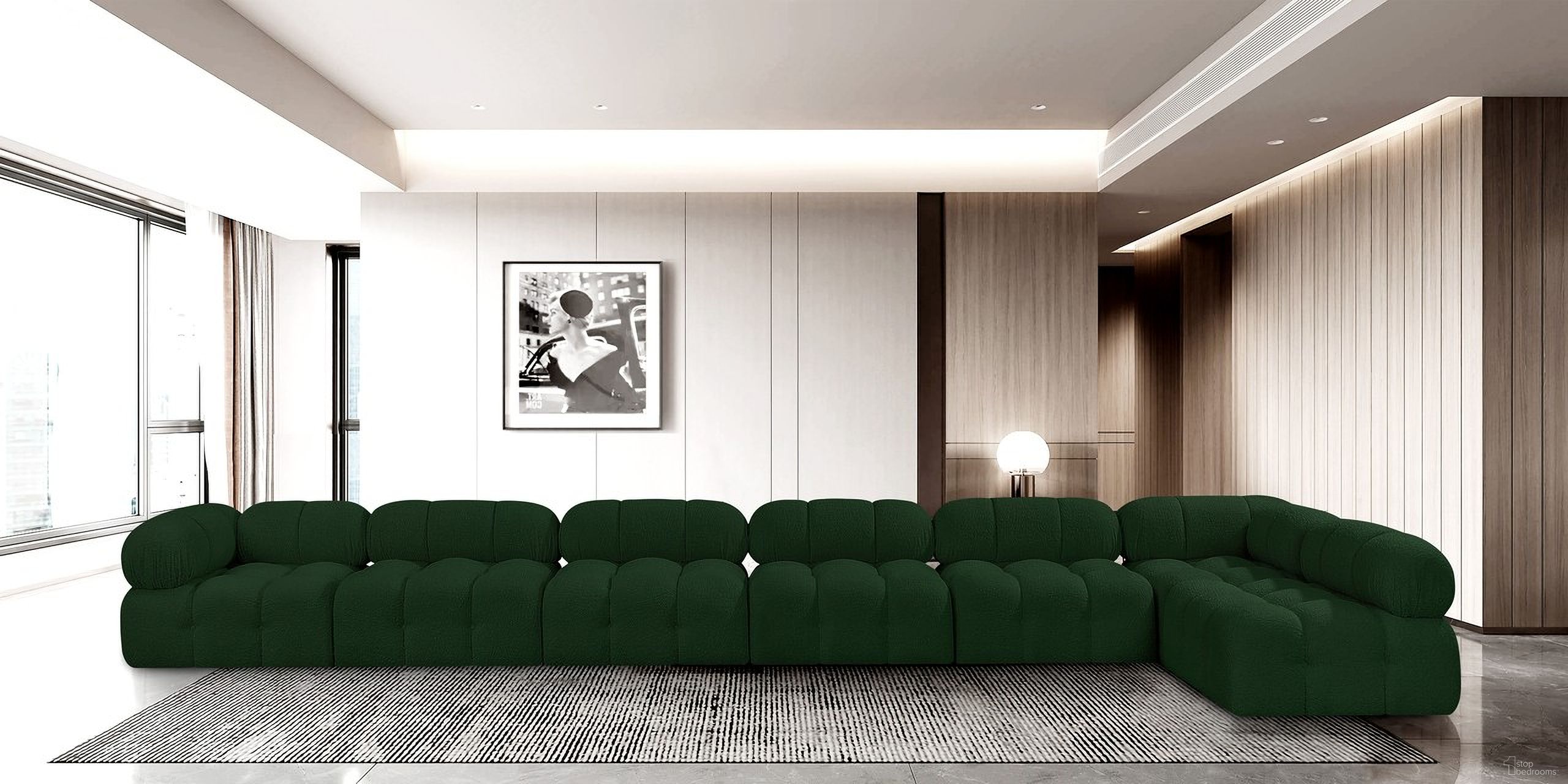 Ames Boucle Fabric 7 Piece Modular Sectional In Green