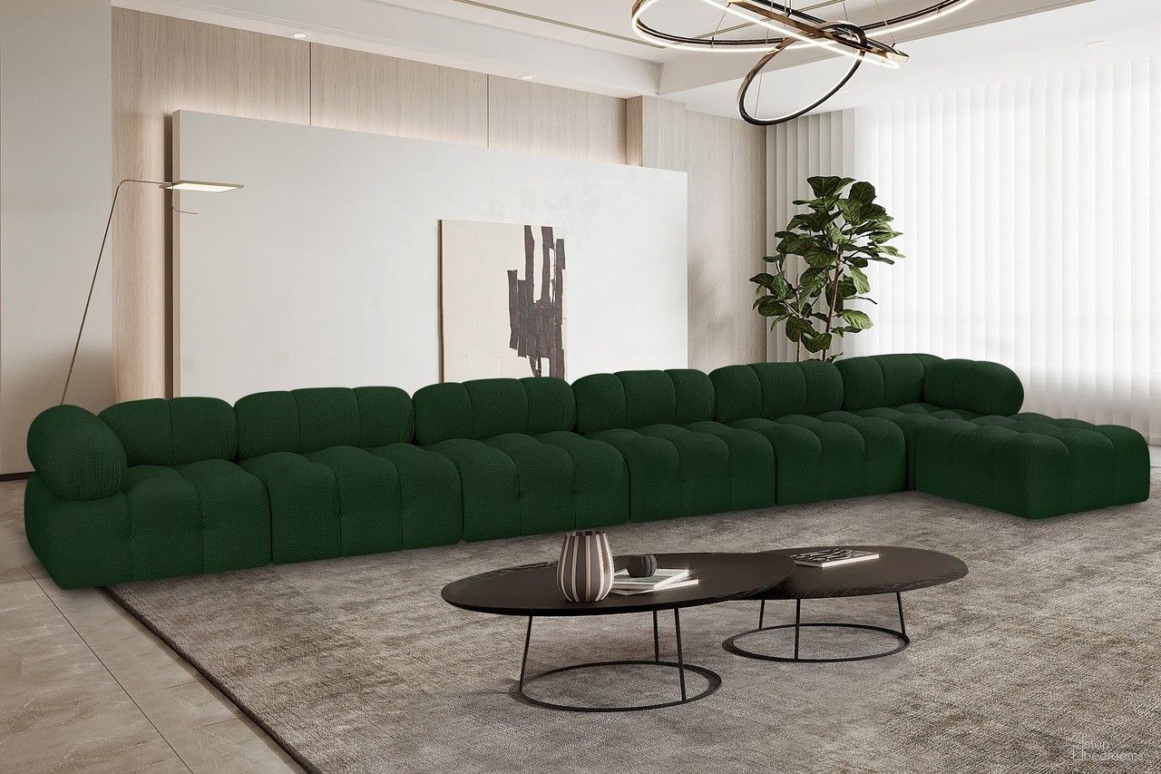 Ames Boucle Fabric 7 Piece Modular Sectional In Green