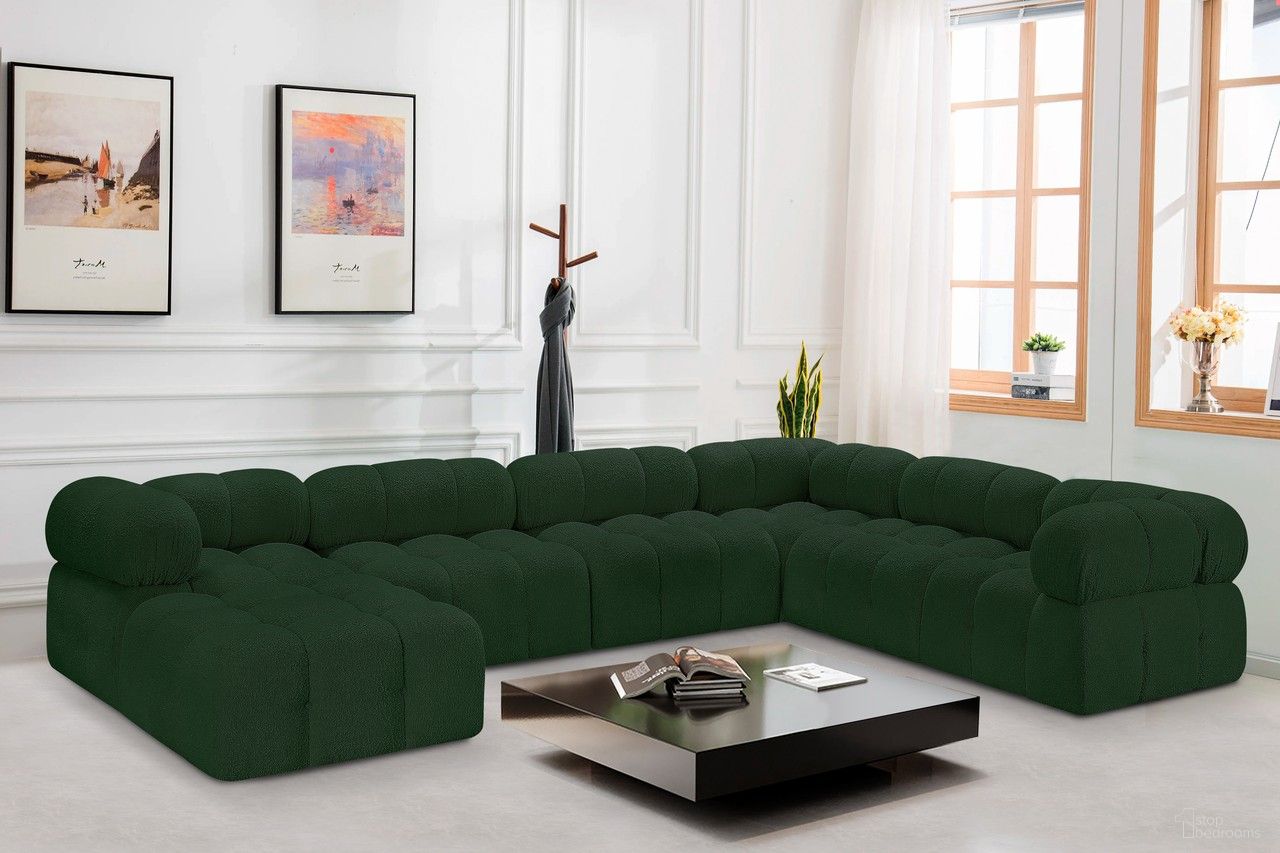 Ames Boucle Fabric 7 Piece Modular Sectional In Green