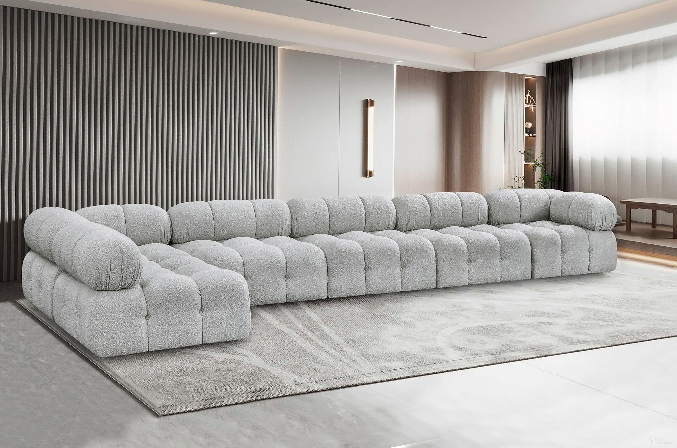 Ames Boucle Fabric 6 Piece Modular Sectional In Grey
