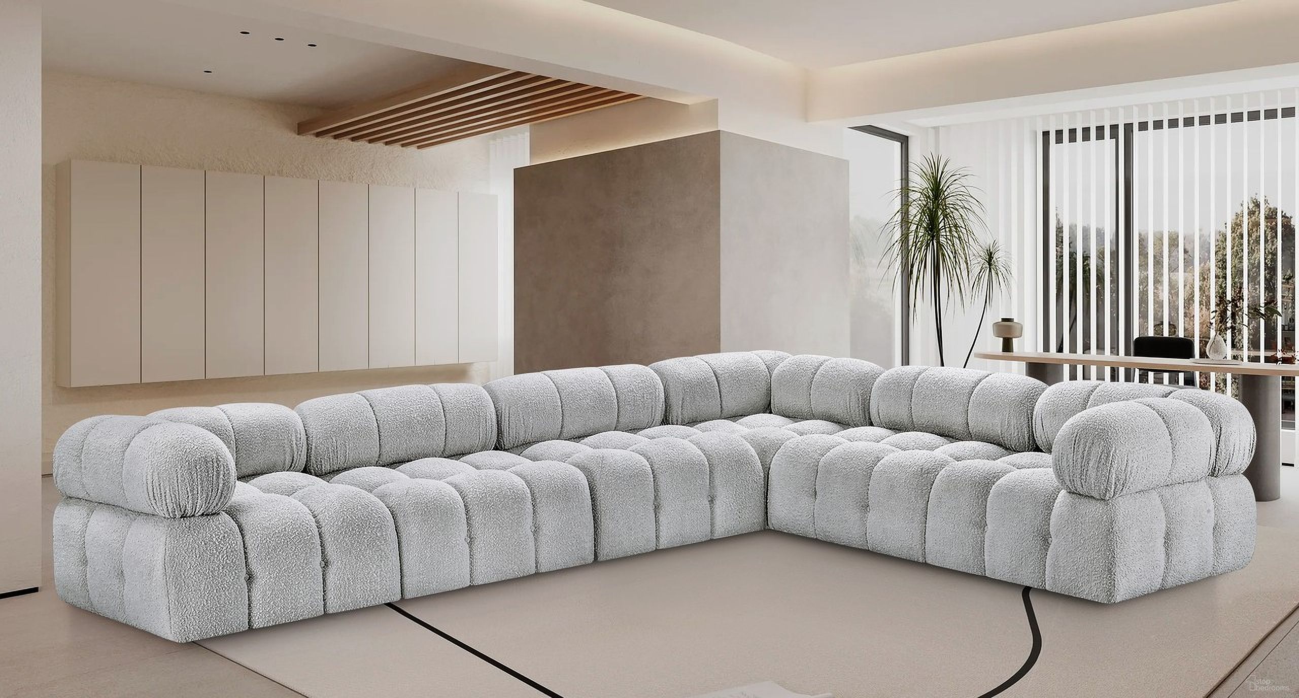 Ames Boucle Fabric 6 Piece Modular Sectional In Grey