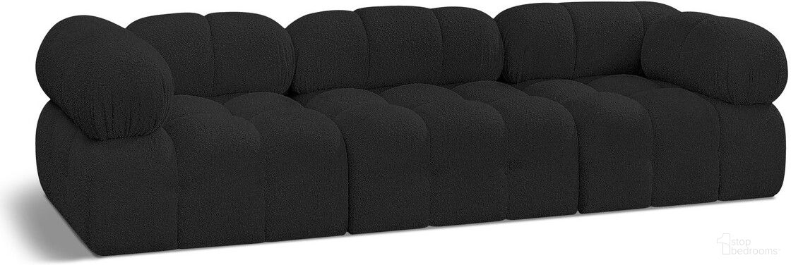The appearance of Ames Boucle Fabric 3 Seater Modular Sofa with Arm Support In Black designed by Meridian in the modern / contemporary interior design. This black piece of furniture was selected by 1StopBedrooms from Ames Collection to add a touch of cosiness and style into your home. Sku: 611Black-Armless;611Black-Corner;611Black-Corner. Material: Boucle.