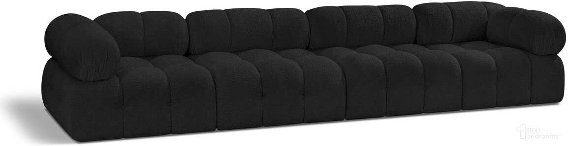 The appearance of Ames Boucle Fabric 4 Seater Modular Sofa with Arm Support In Black designed by Meridian in the modern / contemporary interior design. This black piece of furniture was selected by 1StopBedrooms from Ames Collection to add a touch of cosiness and style into your home. Sku: 611Black-Armless;611Black-Armless;611Black-Corner;611Black-Corner. Material: Boucle.