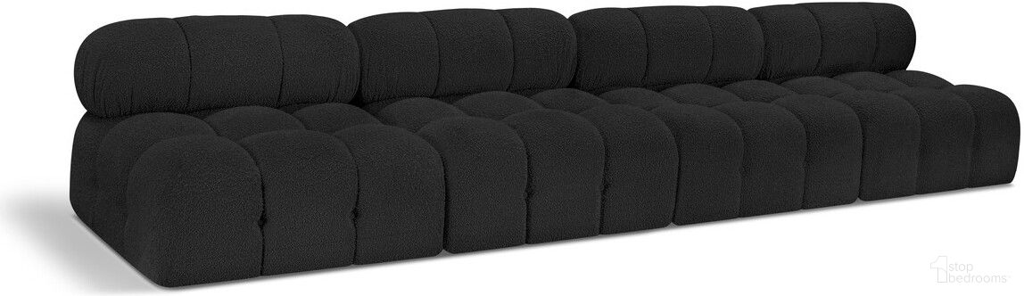 The appearance of Ames Boucle Fabric 4 Piece Modular Sofa In Black designed by Meridian in the modern / contemporary interior design. This black piece of furniture was selected by 1StopBedrooms from Ames Collection to add a touch of cosiness and style into your home. Sku: 611Black-Armless;611Black-Armless;611Black-Armless;611Black-Armless. Material: Boucle.