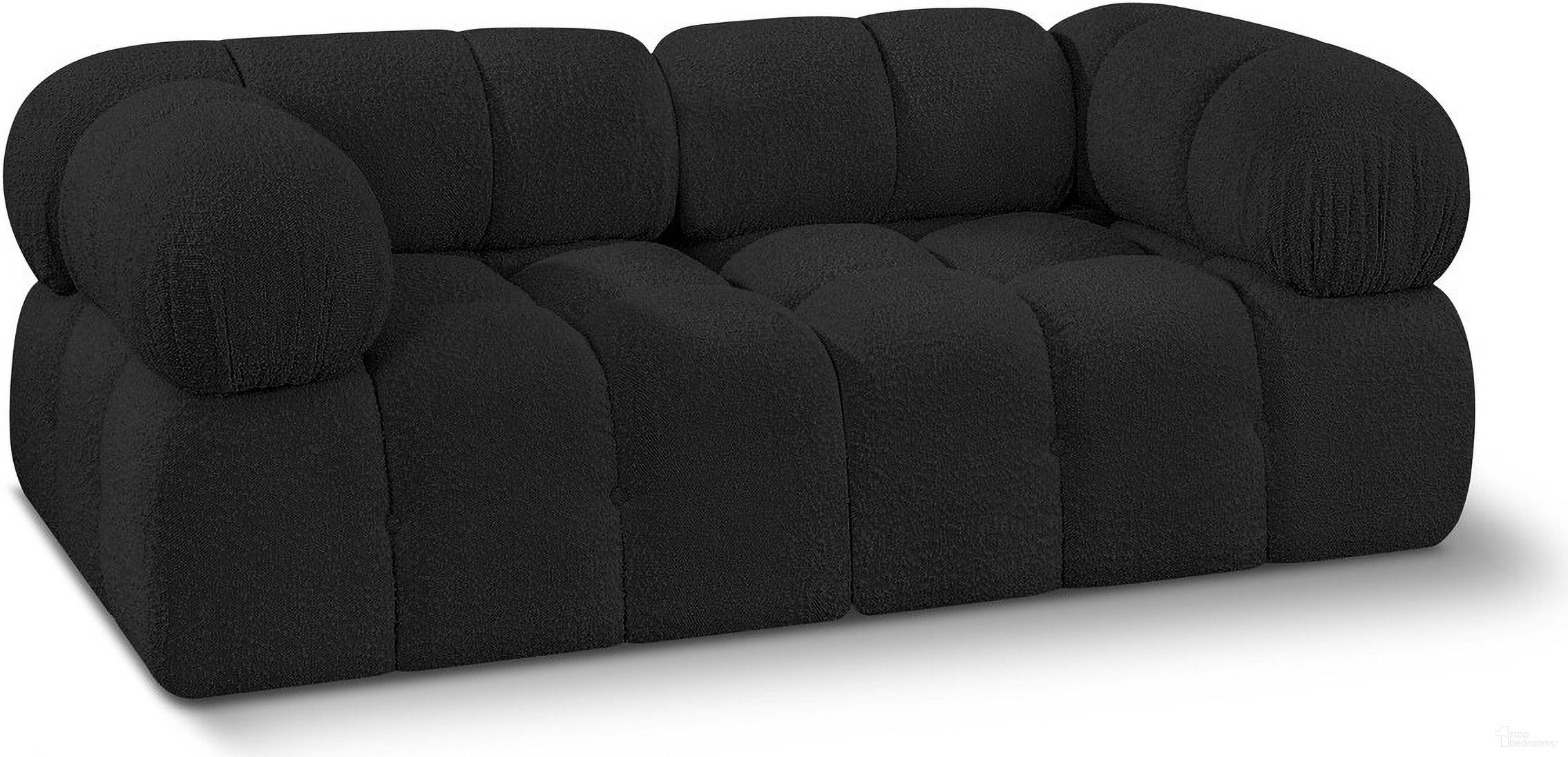 The appearance of Ames Boucle Fabric 2 Seater Modular Sofa with Arm Support In Black designed by Meridian in the modern / contemporary interior design. This black piece of furniture was selected by 1StopBedrooms from Ames Collection to add a touch of cosiness and style into your home. Sku: 611Black-Corner;611Black-Corner. Material: Boucle.