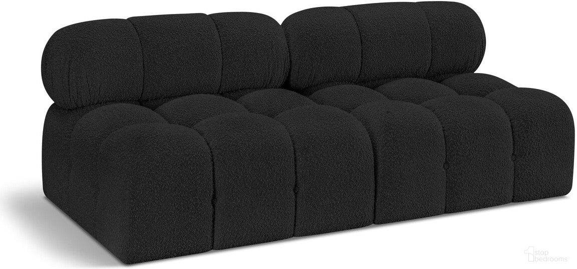 The appearance of Ames Boucle Fabric 2 Seater Modular Sofa In Black designed by Meridian in the modern / contemporary interior design. This black piece of furniture was selected by 1StopBedrooms from Ames Collection to add a touch of cosiness and style into your home. Sku: 611Black-Armless;611Black-Armless. Material: Boucle.