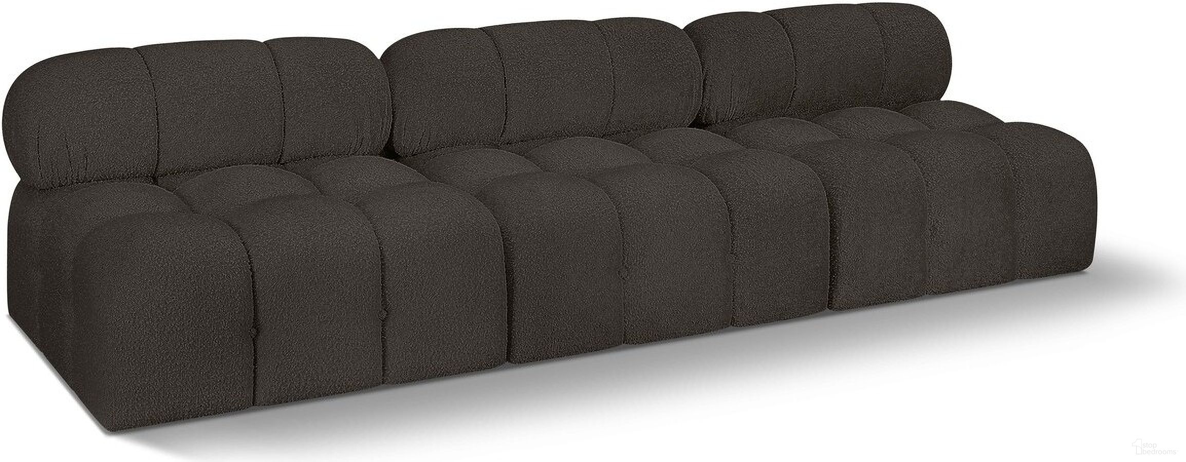 The appearance of Ames Boucle Fabric 3 Seater Modular Sofa In Brown designed by Meridian in the modern / contemporary interior design. This brown piece of furniture was selected by 1StopBedrooms from Ames Collection to add a touch of cosiness and style into your home. Sku: 611Brown-Armless;611Brown-Armless;611Brown-Armless. Material: Boucle.