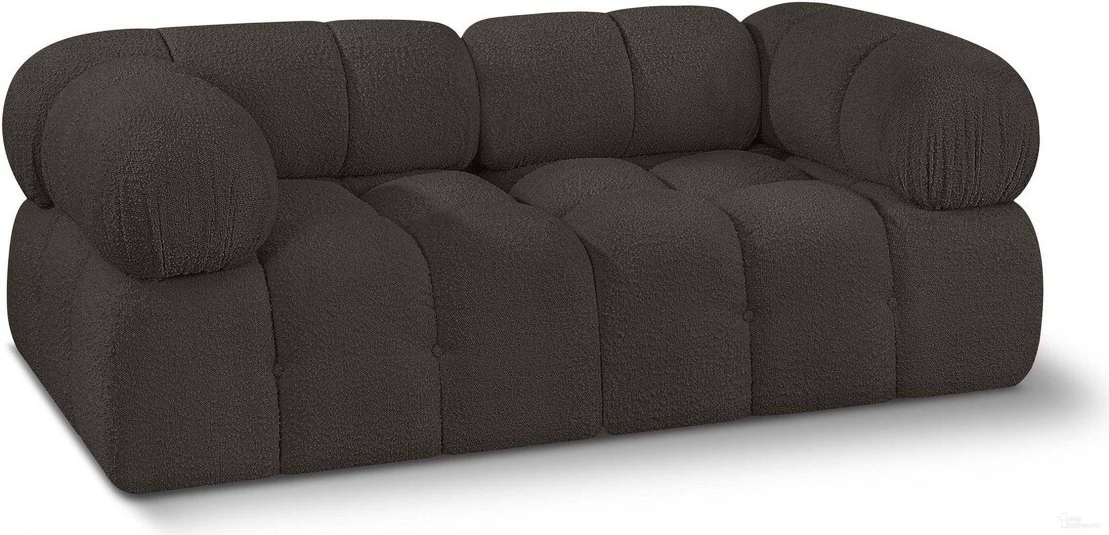 The appearance of Ames Boucle Fabric 2 Seater Modular Sofa with Arm Support In Brown designed by Meridian in the modern / contemporary interior design. This brown piece of furniture  was selected by 1StopBedrooms from Ames Collection to add a touch of cosiness and style into your home. Sku: 611Brown-Corner;611Brown-Corner. Material: Boucle.