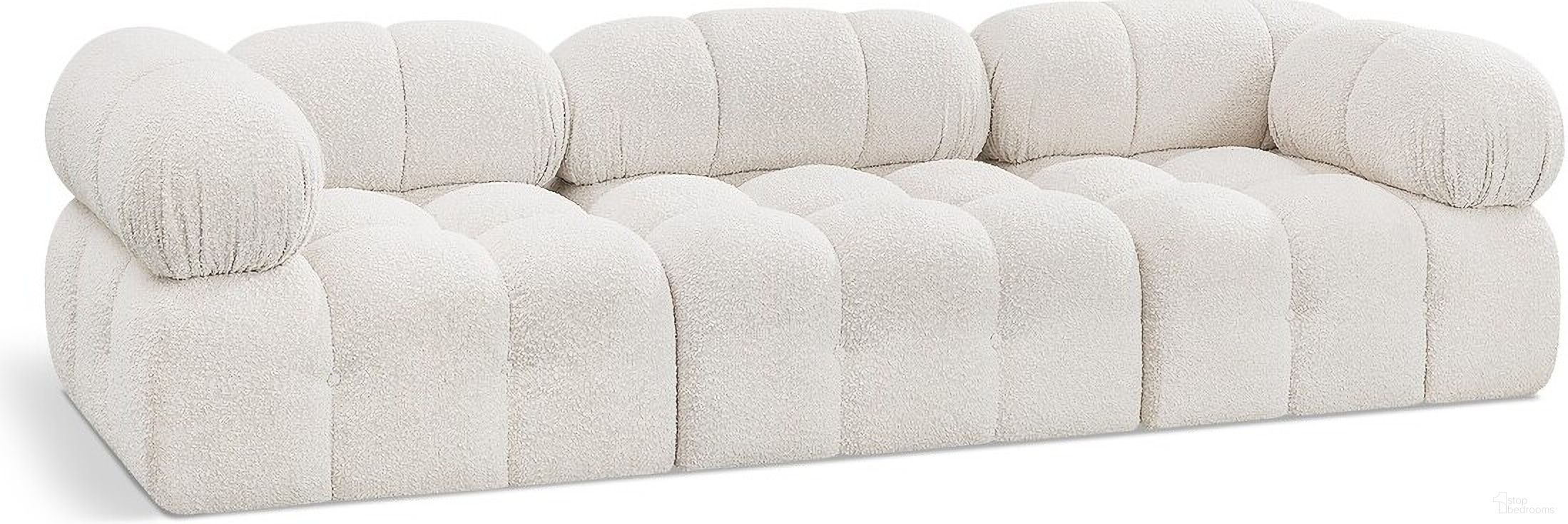 The appearance of Ames Boucle Fabric 3 Seater Modular Sofa with Arm Support In Cream designed by Meridian in the modern / contemporary interior design. This cream piece of furniture was selected by 1StopBedrooms from Ames Collection to add a touch of cosiness and style into your home. Sku: 611Cream-Armless;611Cream-Corner;611Cream-Corner. Material: Boucle.