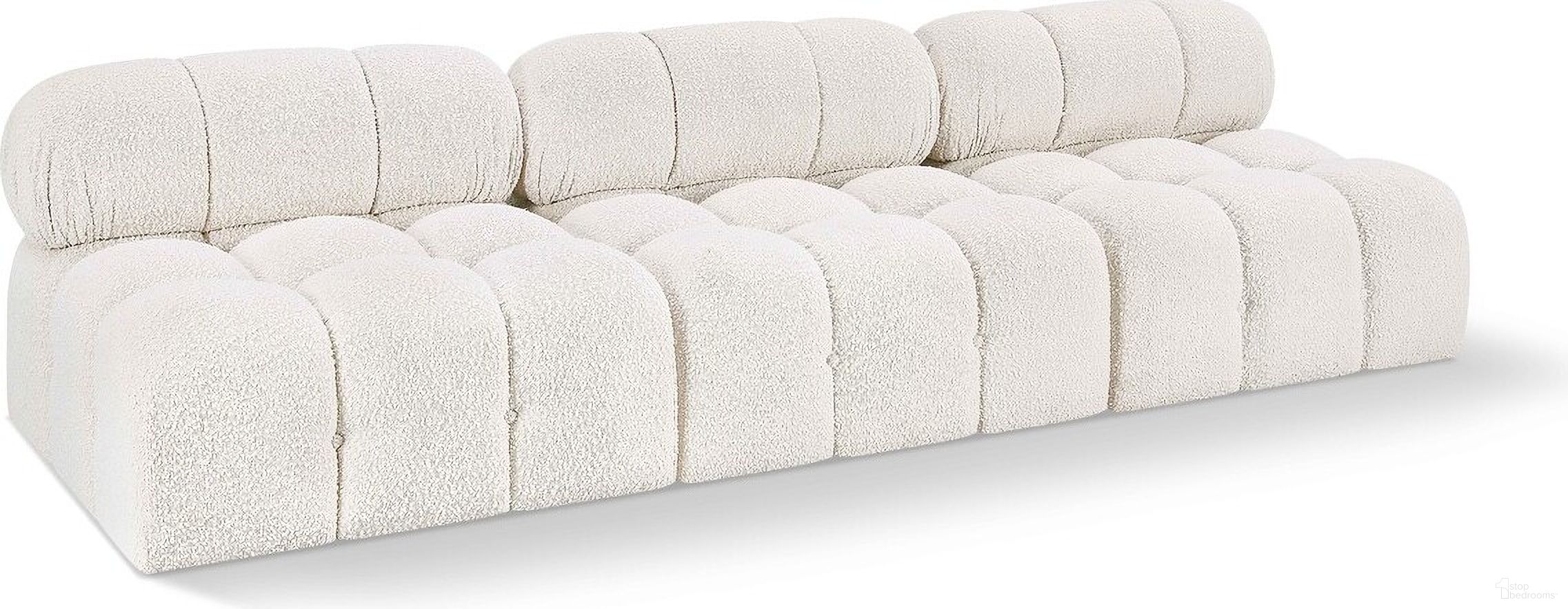 The appearance of Ames Boucle Fabric 3 Seater Modular Sofa In Cream designed by Meridian in the modern / contemporary interior design. This cream piece of furniture was selected by 1StopBedrooms from Ames Collection to add a touch of cosiness and style into your home. Sku: 611Cream-Armless;611Cream-Armless;611Cream-Armless. Material: Boucle.