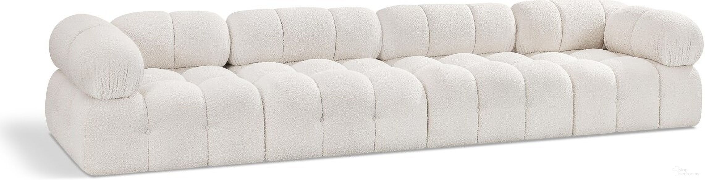 The appearance of Ames Boucle Fabric 4 Seater Modular Sofa with Arm Support In Cream designed by Meridian in the modern / contemporary interior design. This cream piece of furniture was selected by 1StopBedrooms from Ames Collection to add a touch of cosiness and style into your home. Sku: 611Cream-Armless;611Cream-Armless;611Cream-Corner;611Cream-Corner. Material: Boucle.
